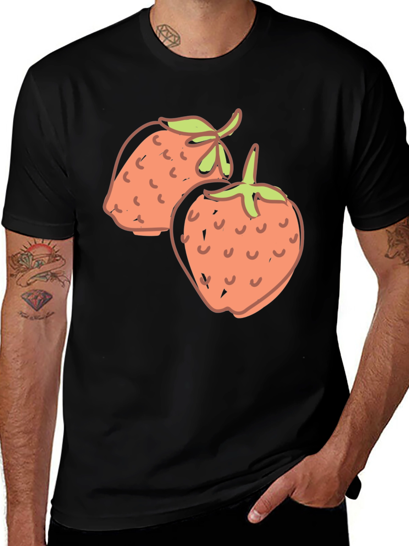 Strawberry Graphic Black T-Shirt