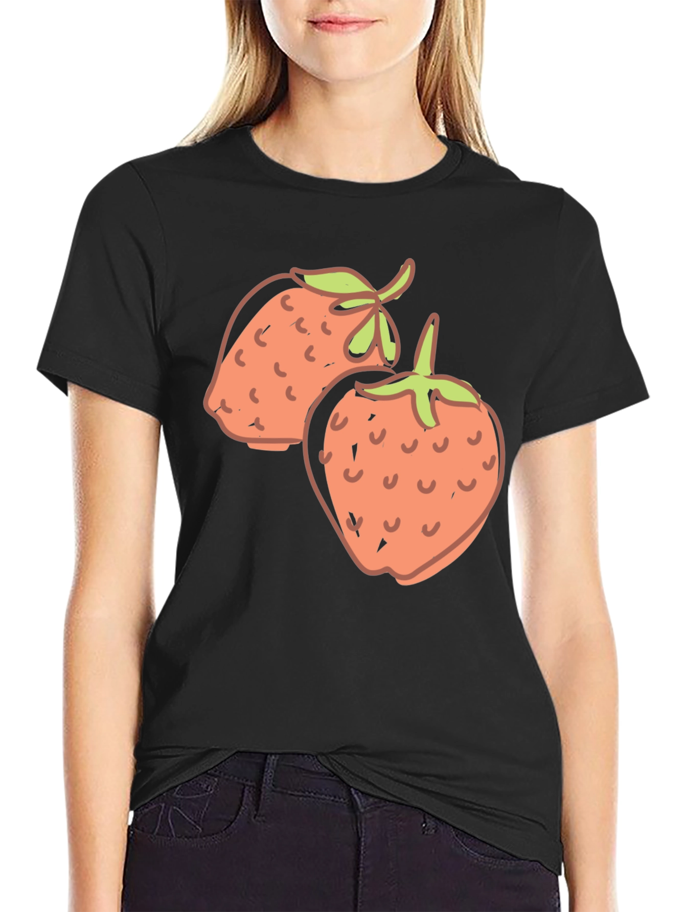 Strawberry Graphic Black T-Shirt