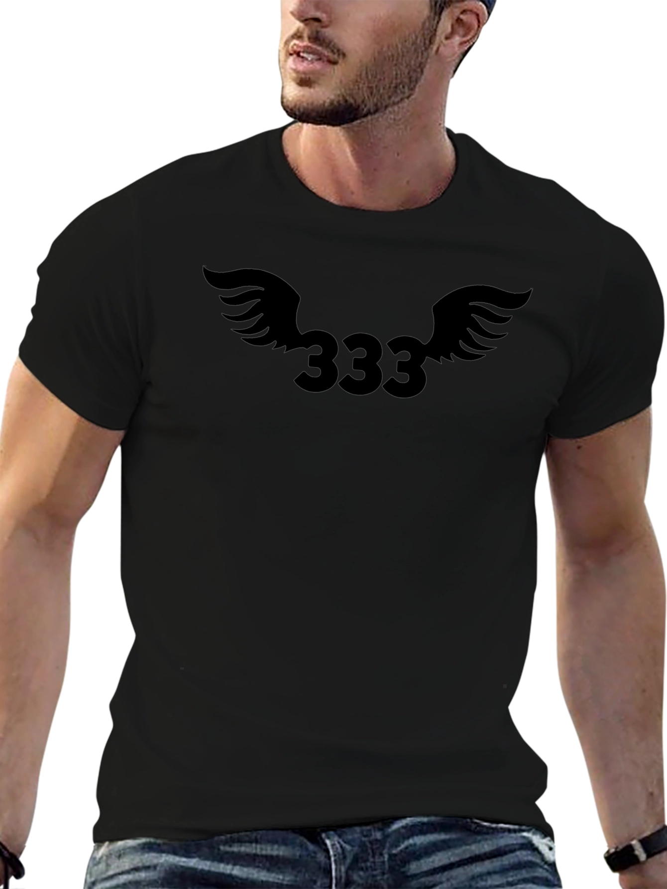 Angel Number 333 Graphic Tee - Black
