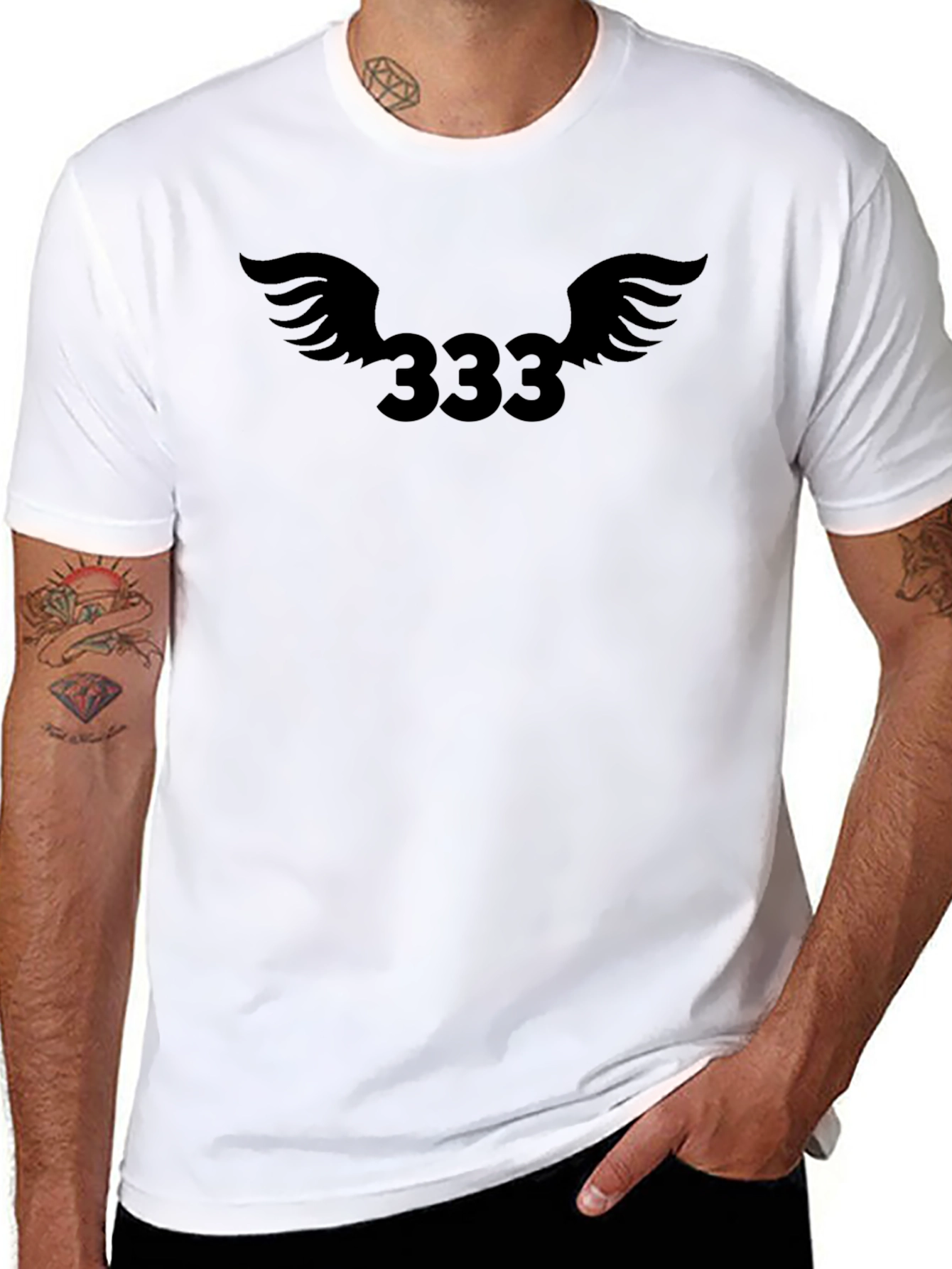 Angel Number 333 Graphic Tee - Black
