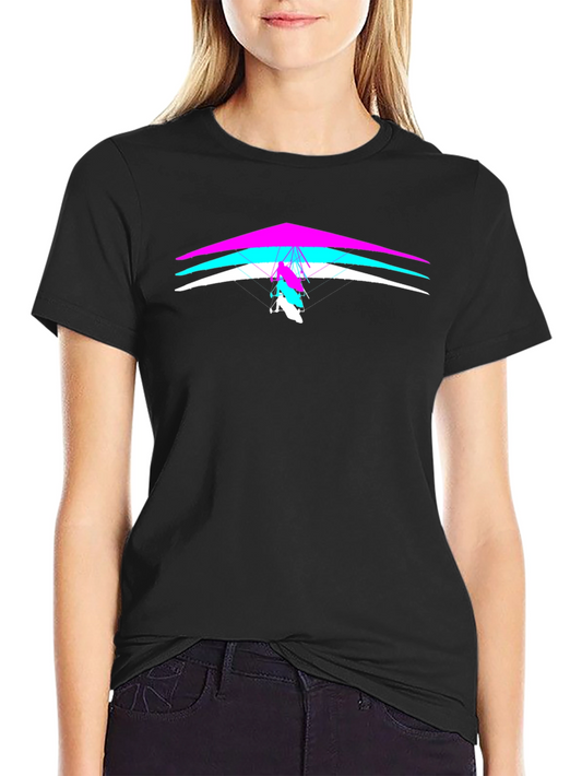 Hang Gliding Graphic Tee - Black Crew Neck T-Shirt