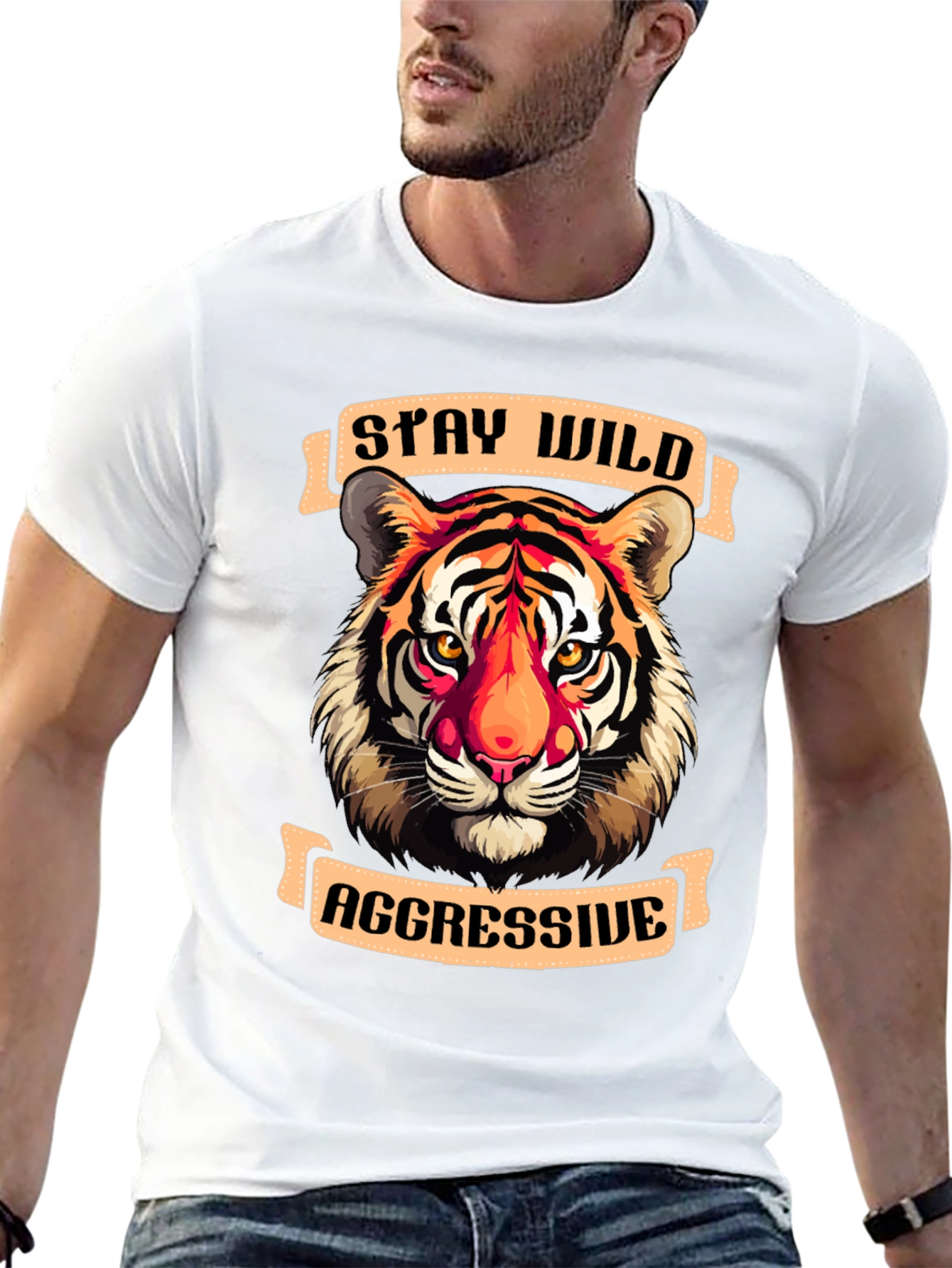 Stay Wild Aggressive Tiger Graphic Tee