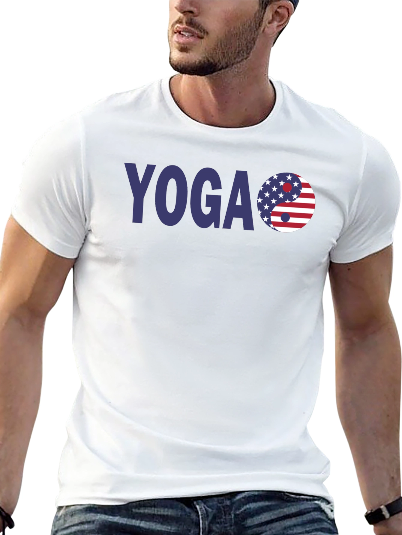 Yoga USA Flag Yin Yang T-Shirt - Patriotic Style