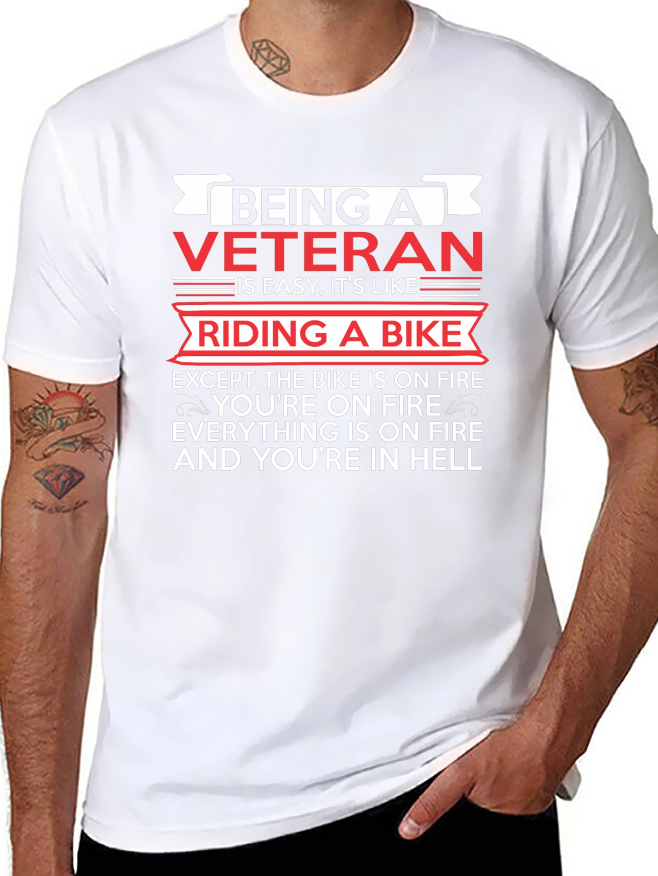 Veteran Biker Humor T-Shirt - Riding in Hell