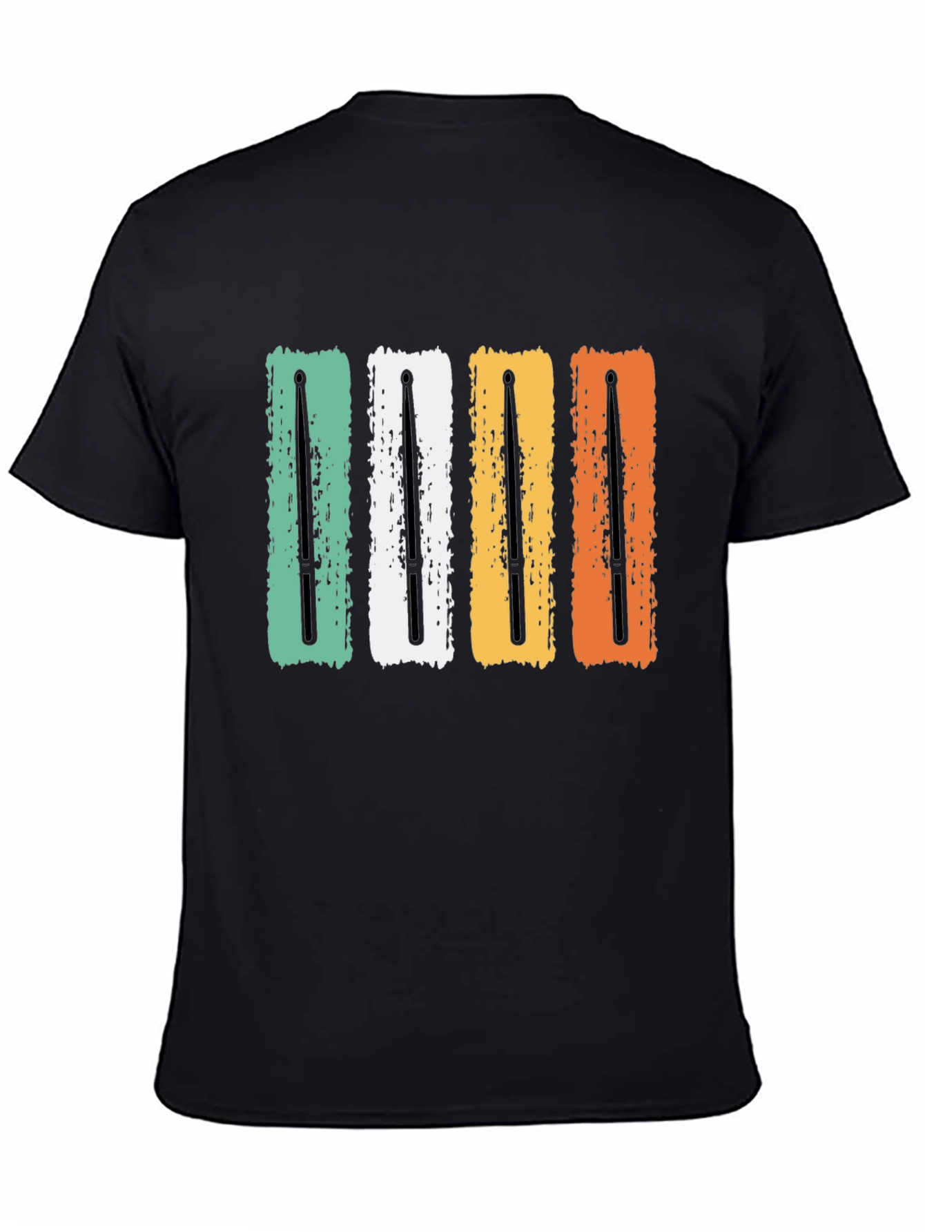 Retro Drum Sticks Black T-Shirt