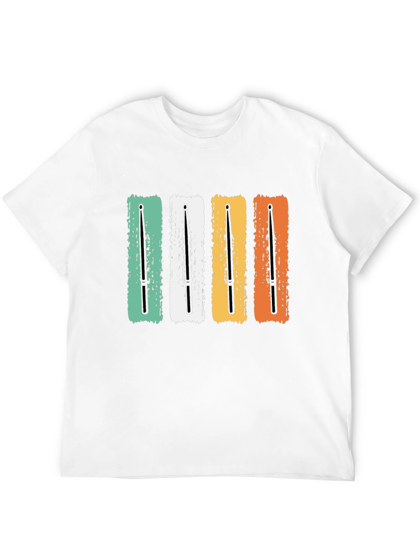 Retro Drum Sticks Black T-Shirt
