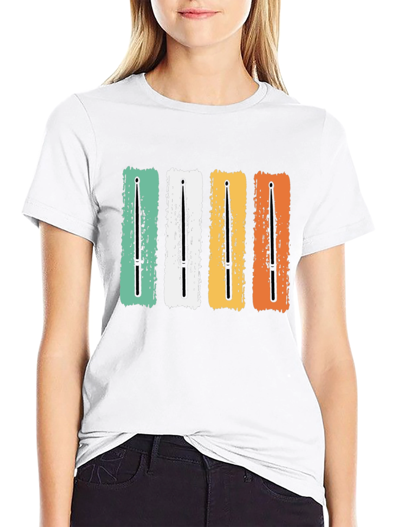 Retro Drum Sticks Black T-Shirt