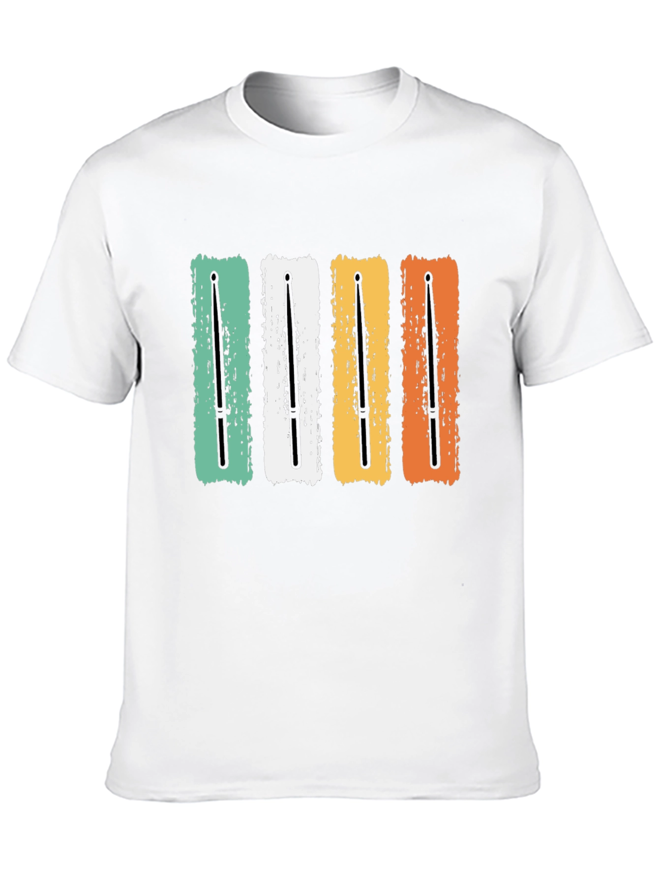 Retro Drum Sticks Black T-Shirt