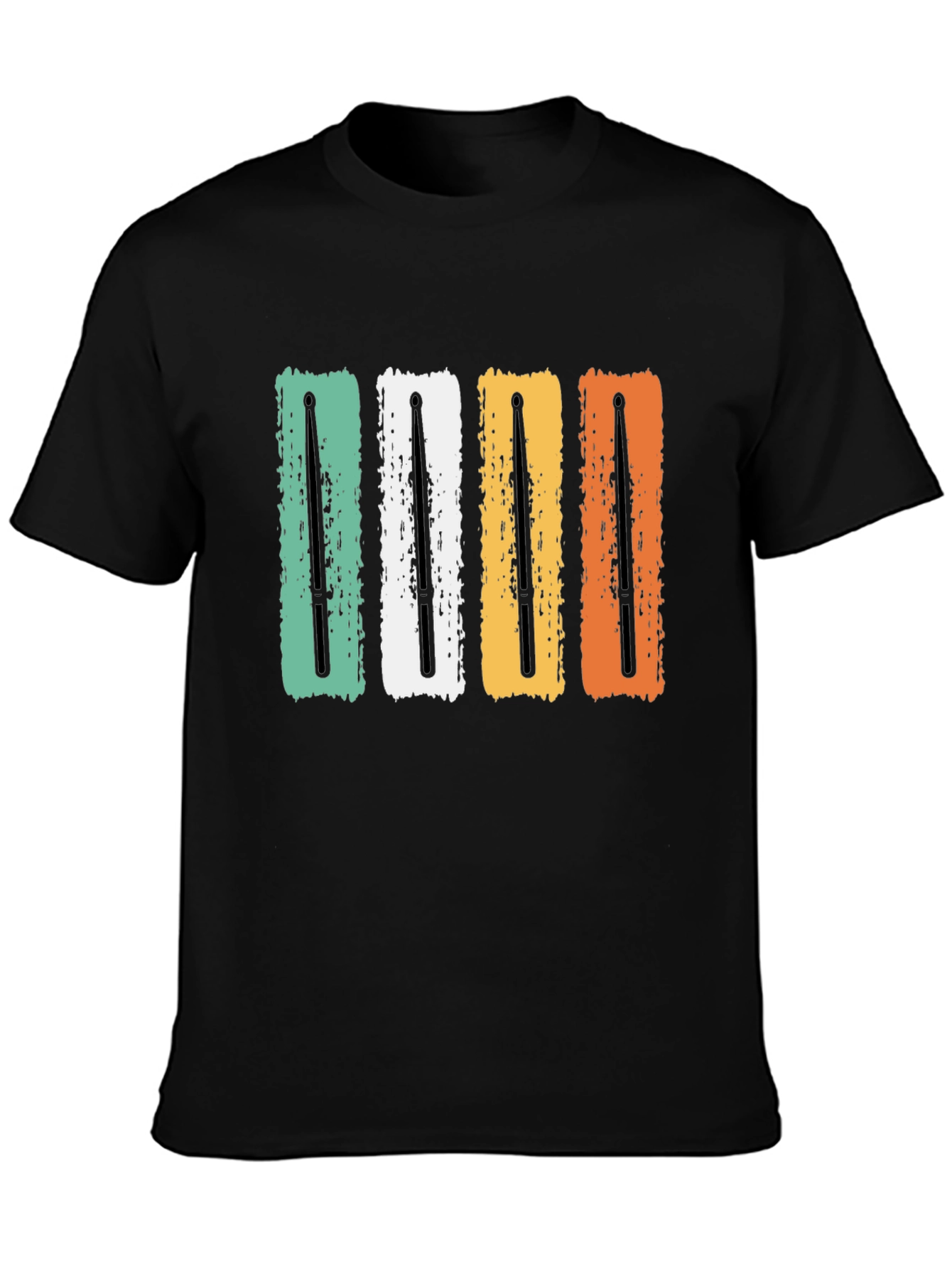Retro Drum Sticks Black T-Shirt