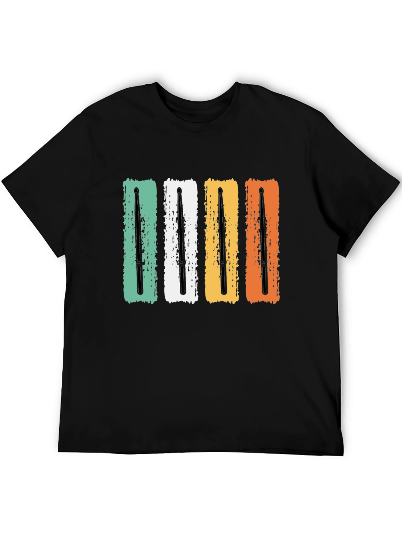 Retro Drum Sticks Black T-Shirt