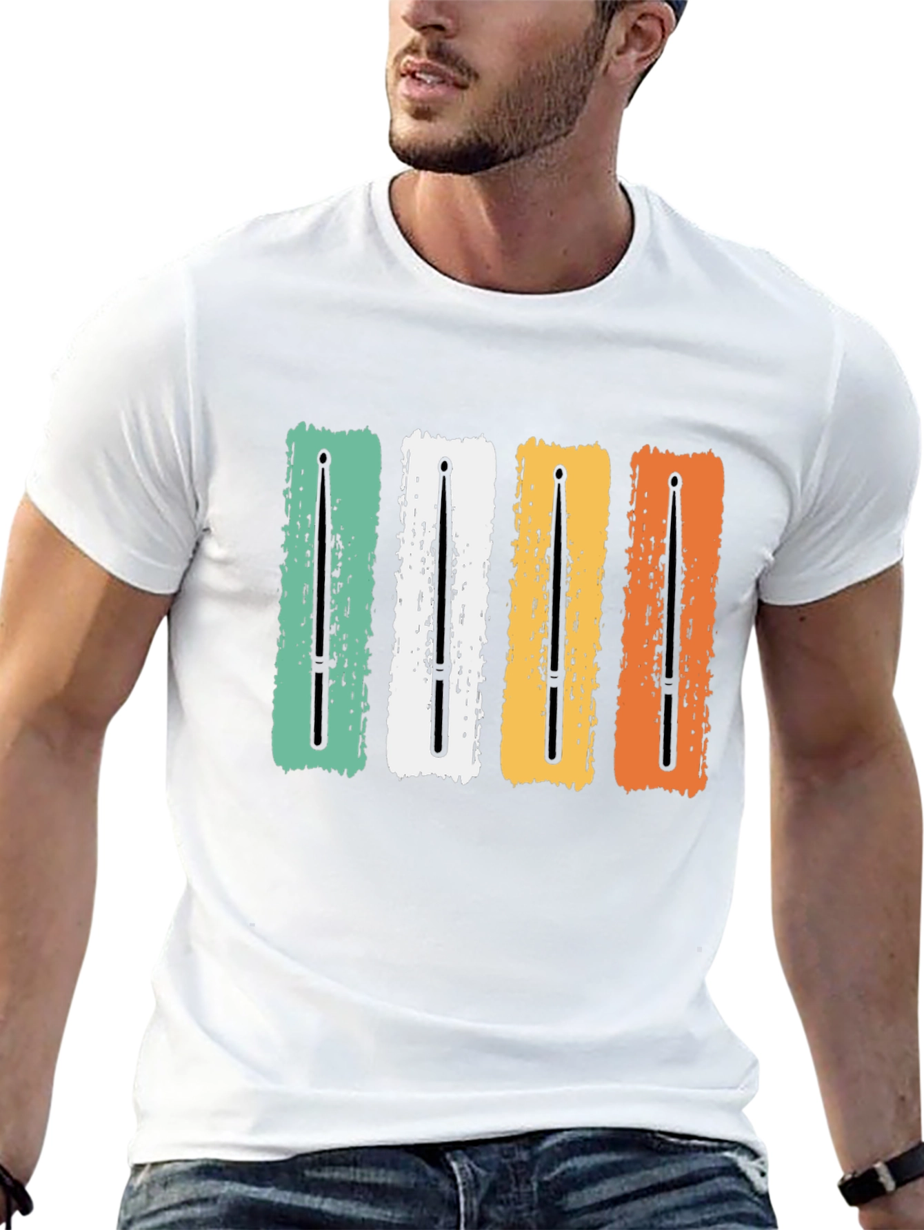 Retro Drum Sticks Black T-Shirt