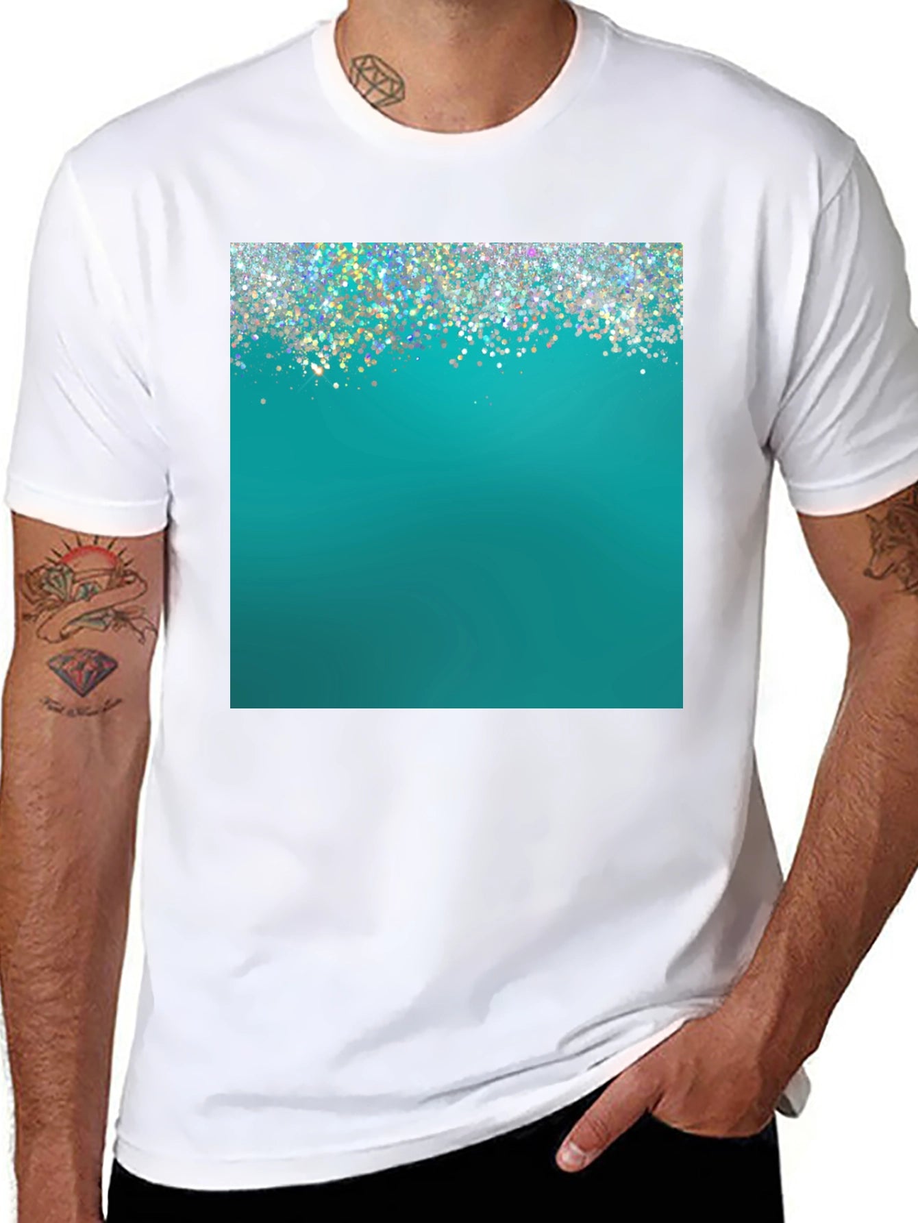 Teal Sparkle Graphic Tee - Modern Style