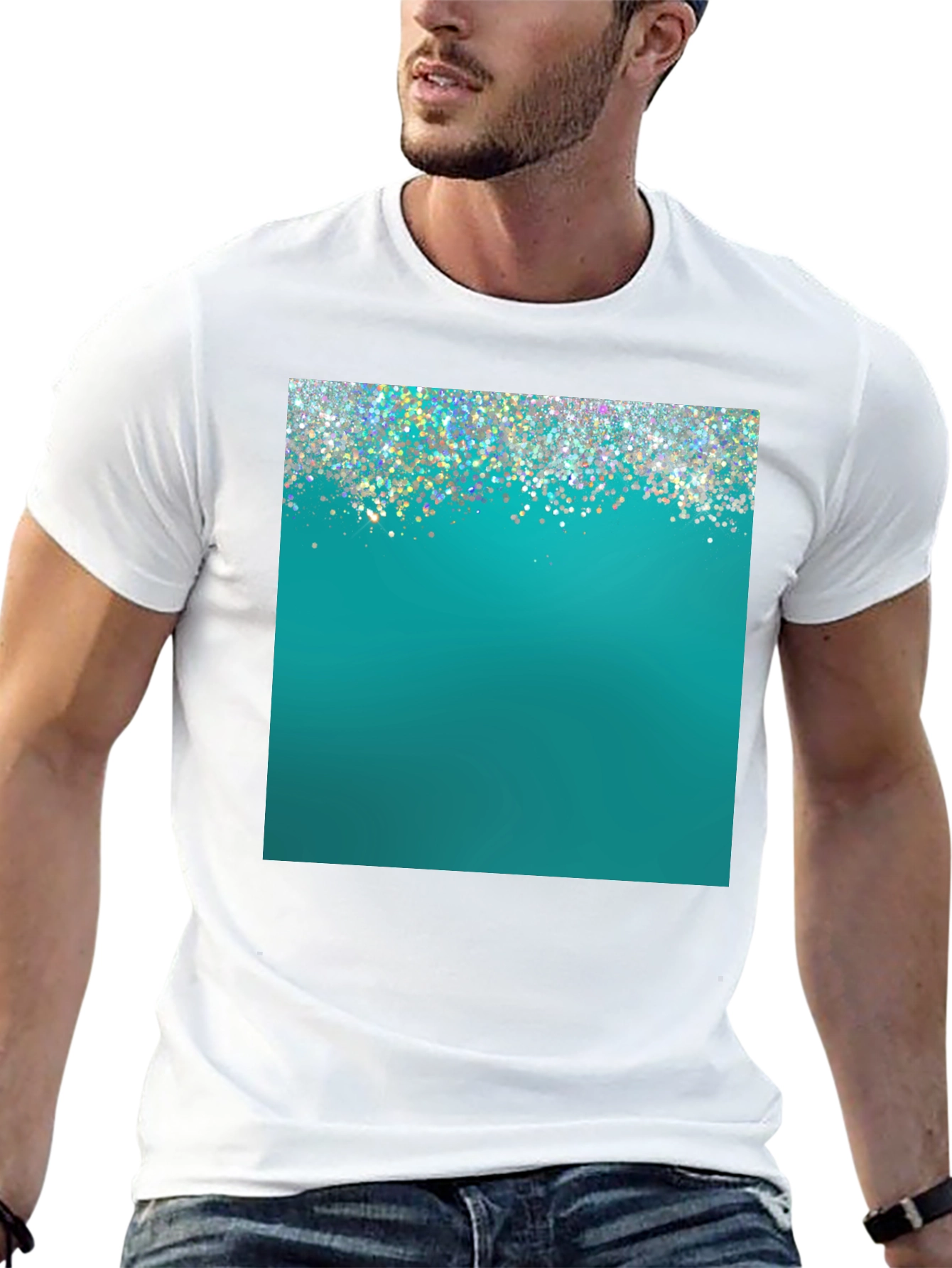 Teal Sparkle Graphic Tee - Modern Style