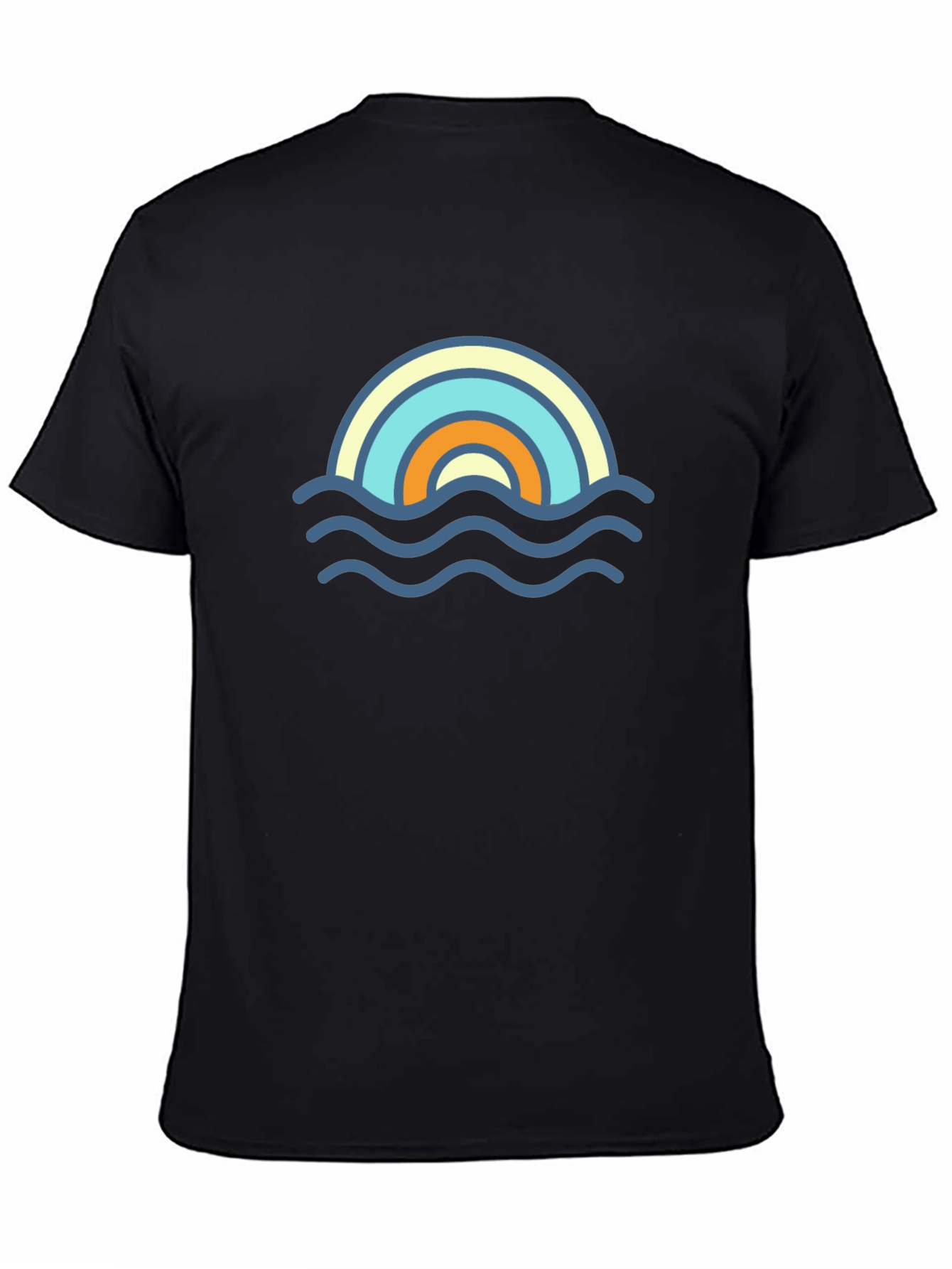 Rainbow Wave Graphic Tee - Stylish Black T-Shirt