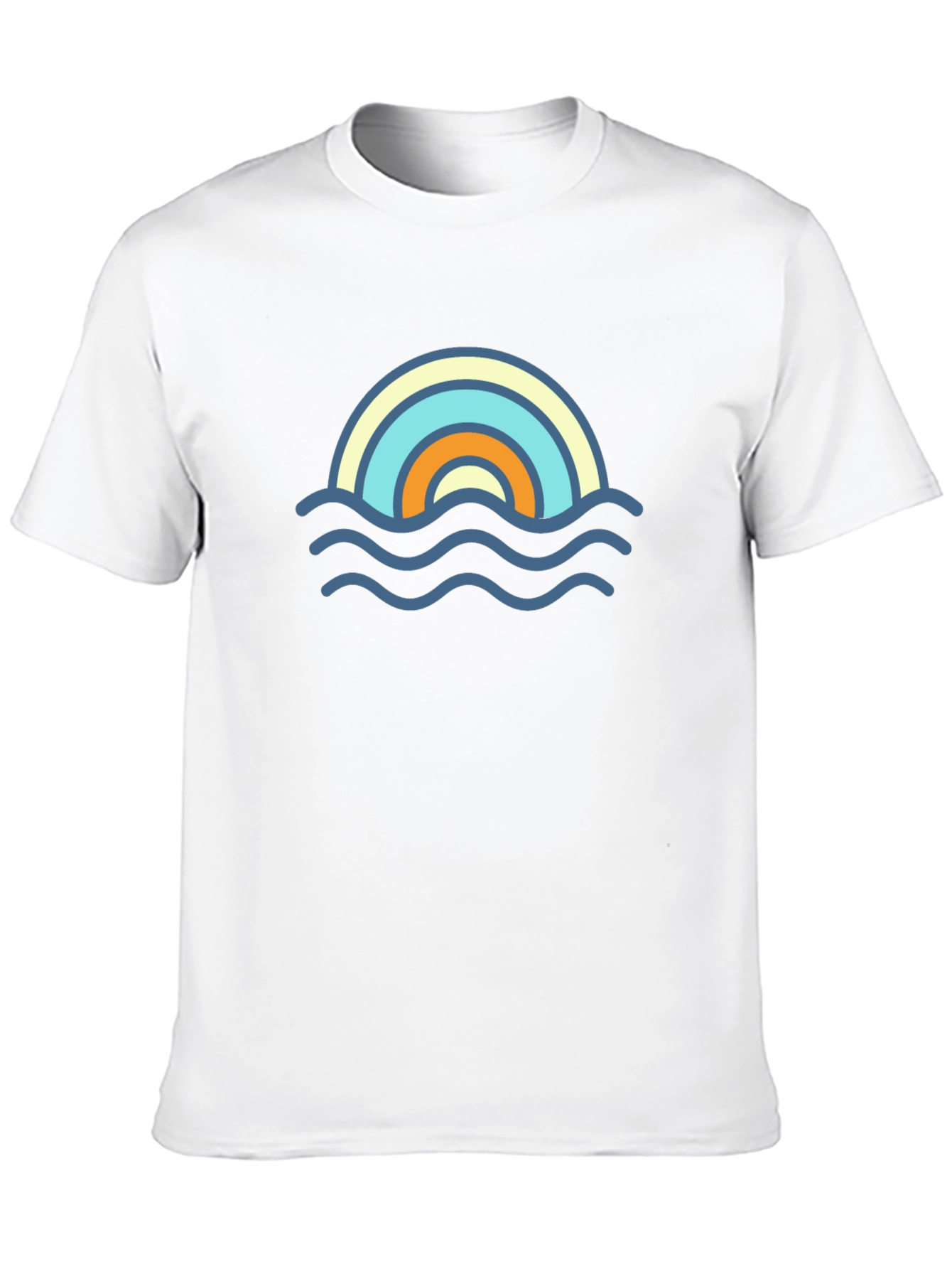 Rainbow Wave Graphic Tee - Stylish Black T-Shirt