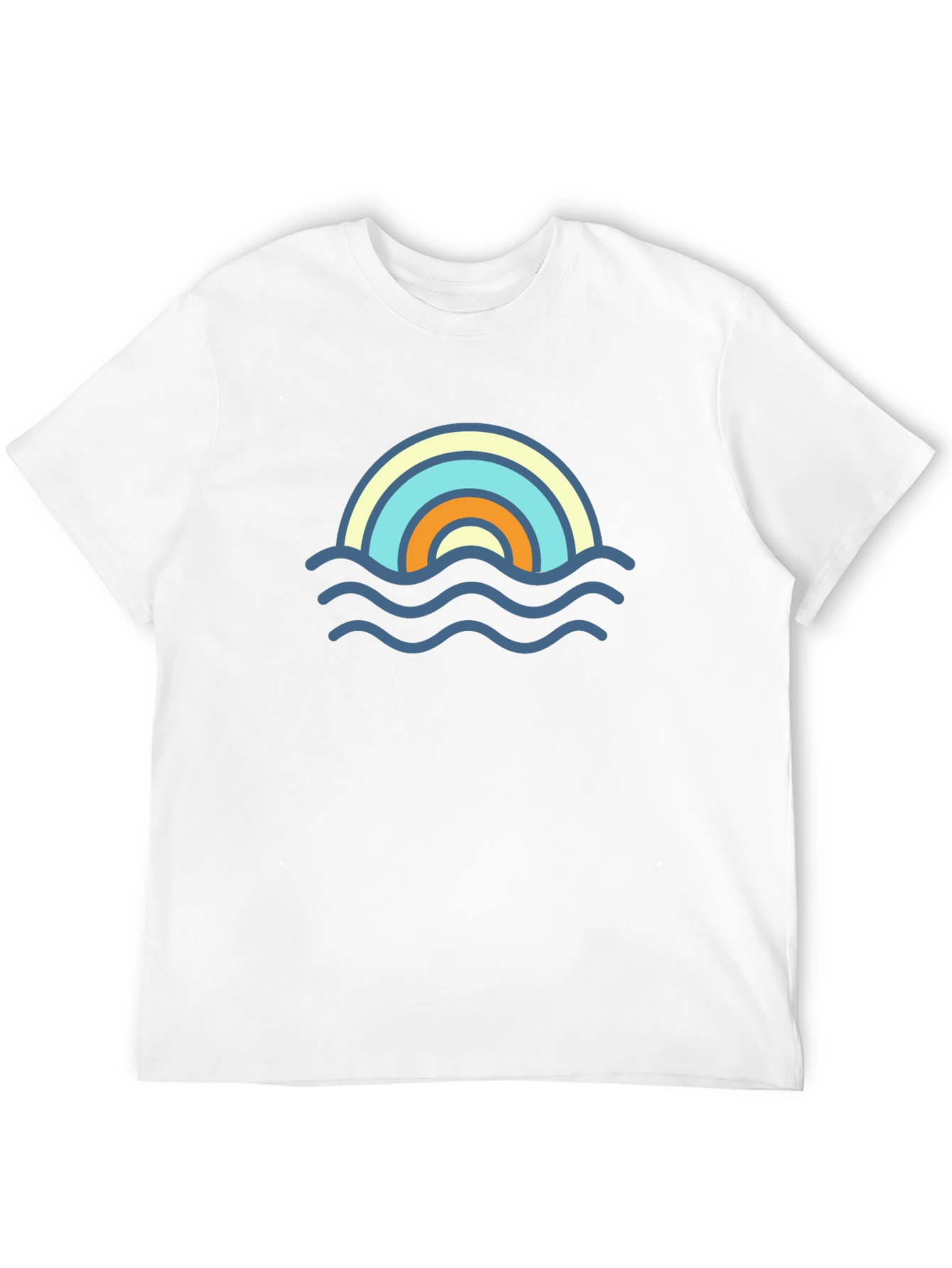 Rainbow Wave Graphic Tee - Stylish Black T-Shirt