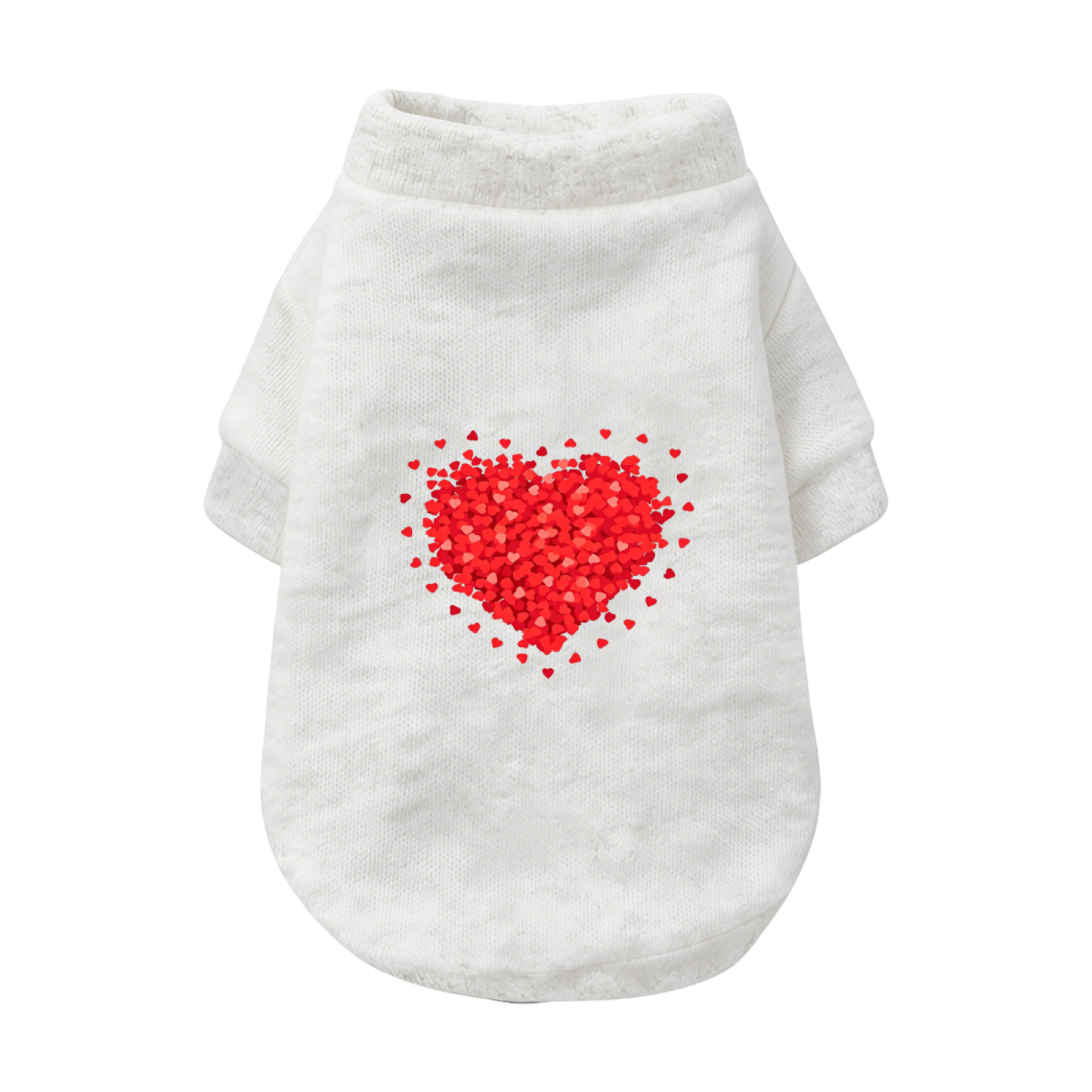 Sparkling Red Heart Print Soft Pet Cardigan Sweater