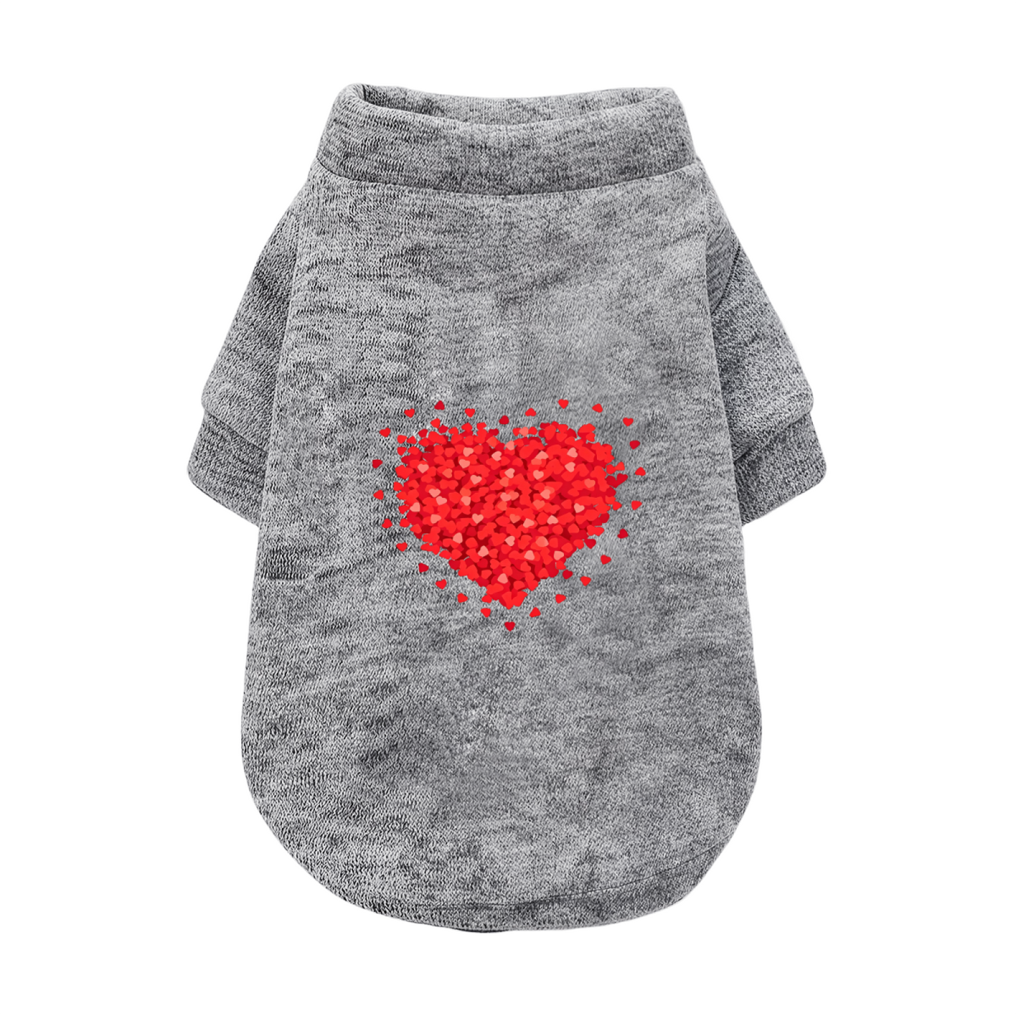Sparkling Red Heart Print Soft Pet Cardigan Sweater