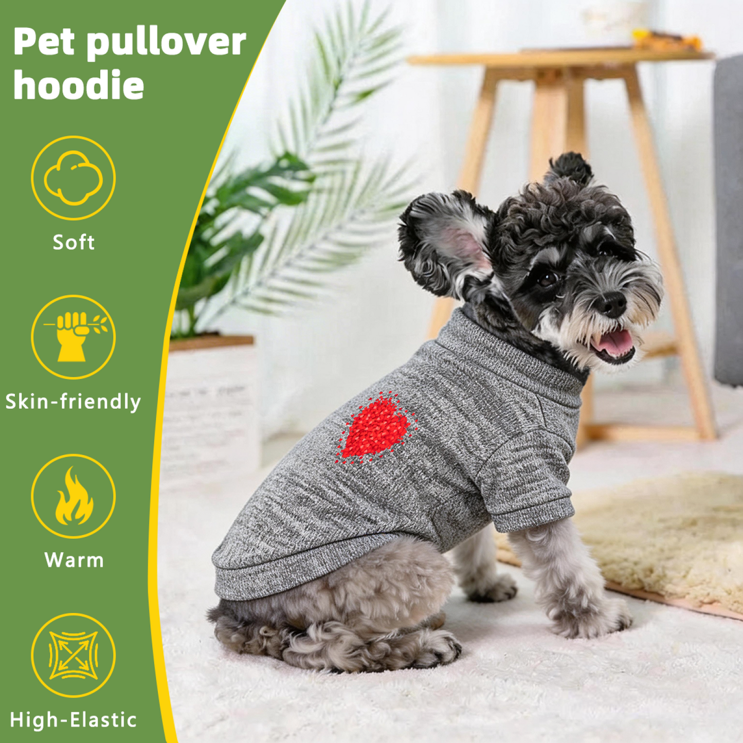 Sparkling Red Heart Print Soft Pet Cardigan Sweater