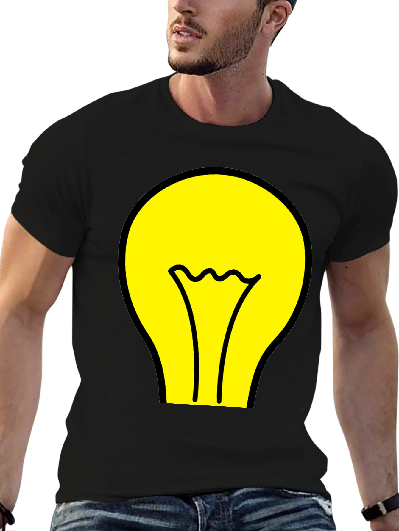 Idea Bulb Graphic Tee - Black Cotton T-Shirt