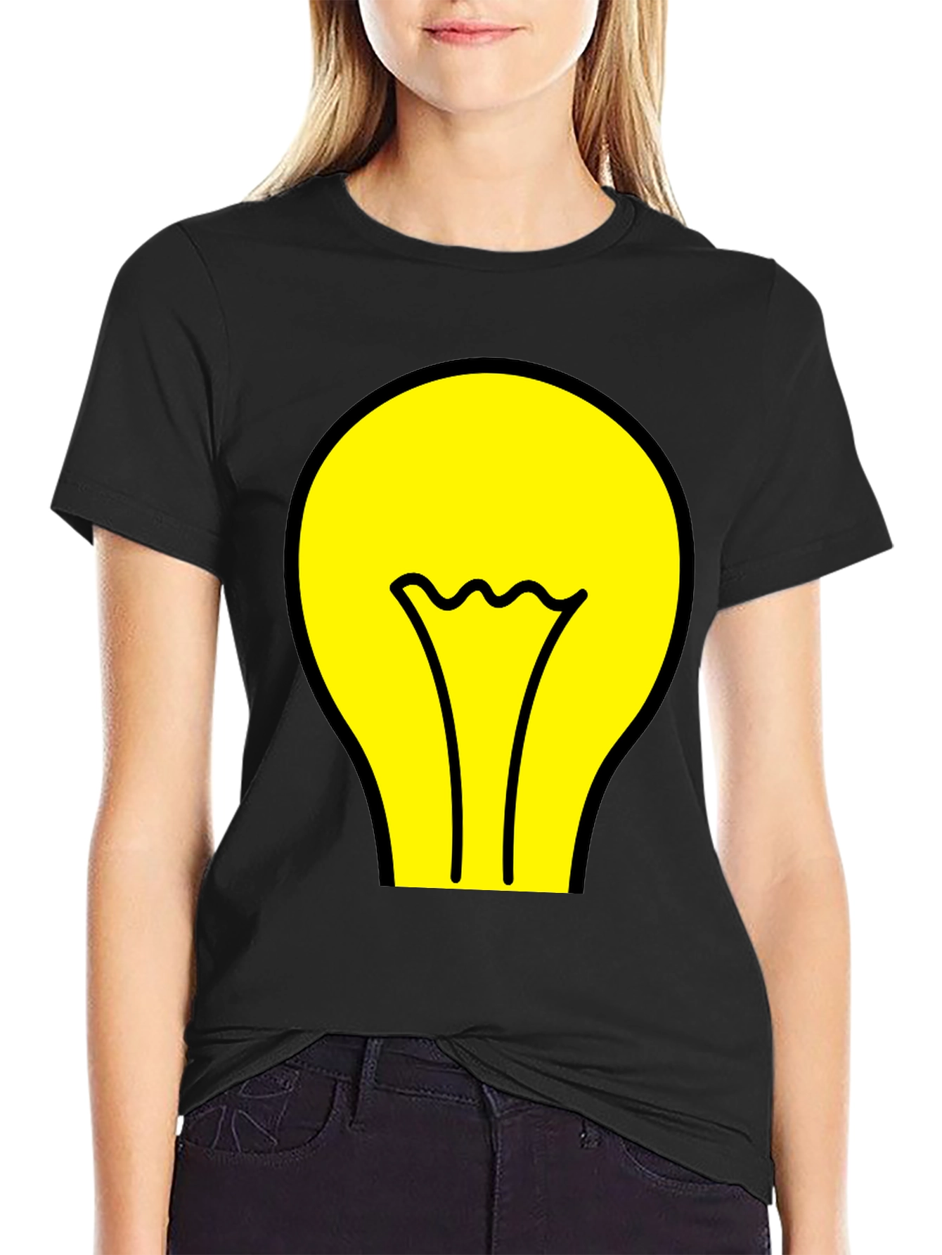 Idea Bulb Graphic Tee - Black Cotton T-Shirt