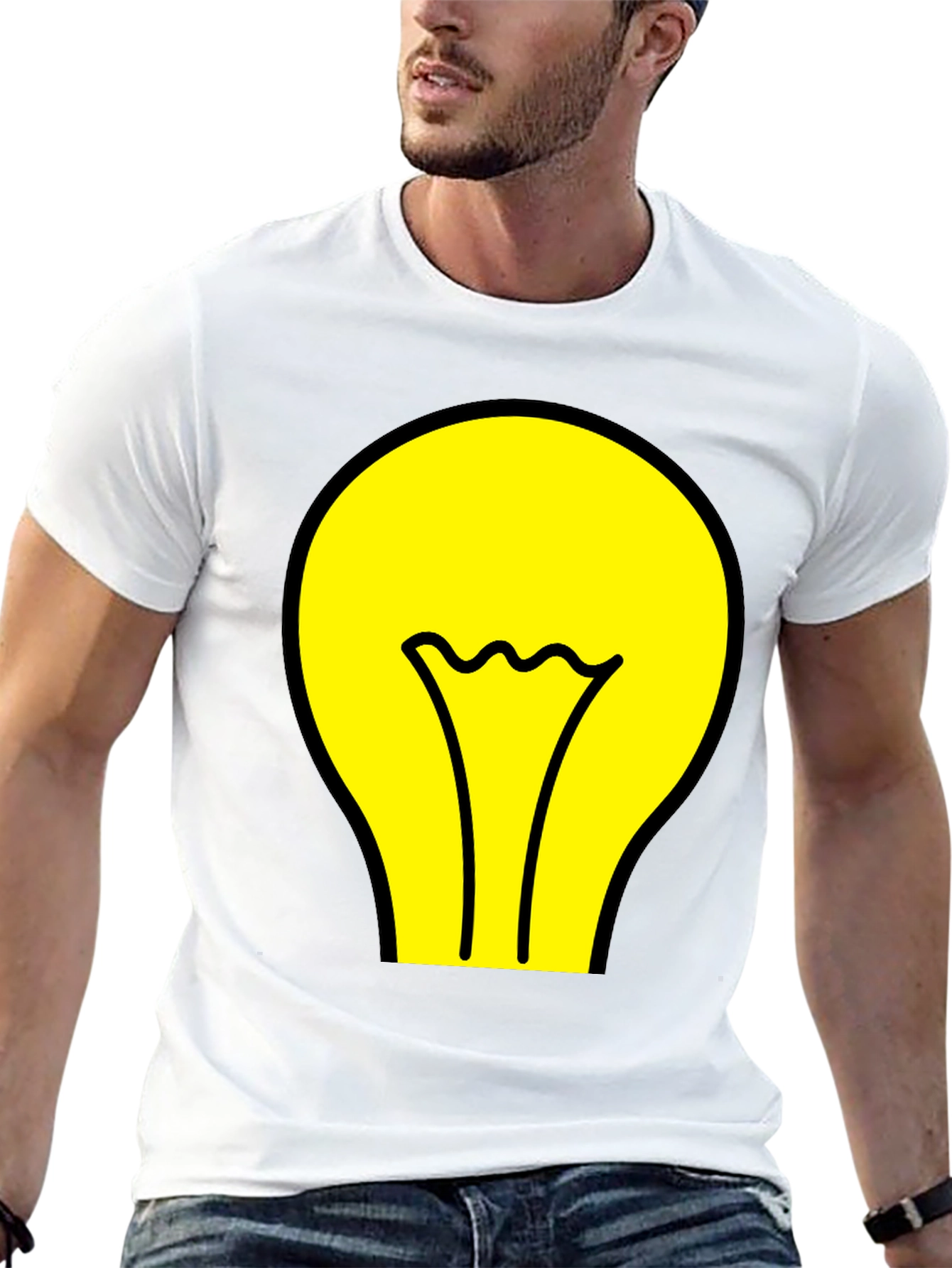 Idea Bulb Graphic Tee - Black Cotton T-Shirt
