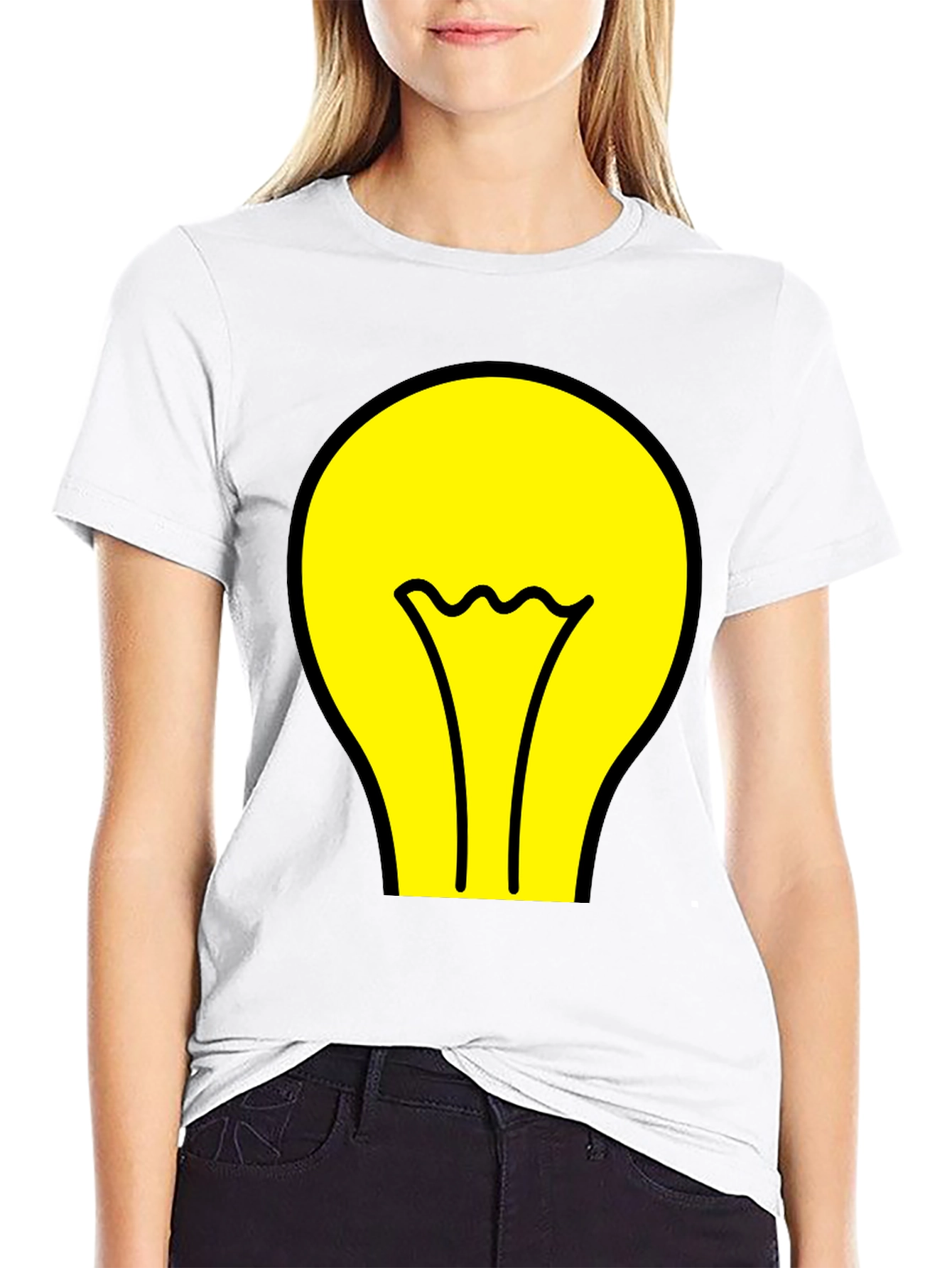 Idea Bulb Graphic Tee - Black Cotton T-Shirt