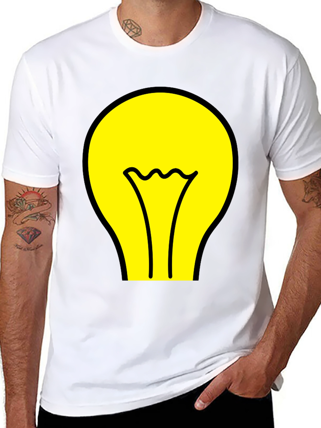 Idea Bulb Graphic Tee - Black Cotton T-Shirt