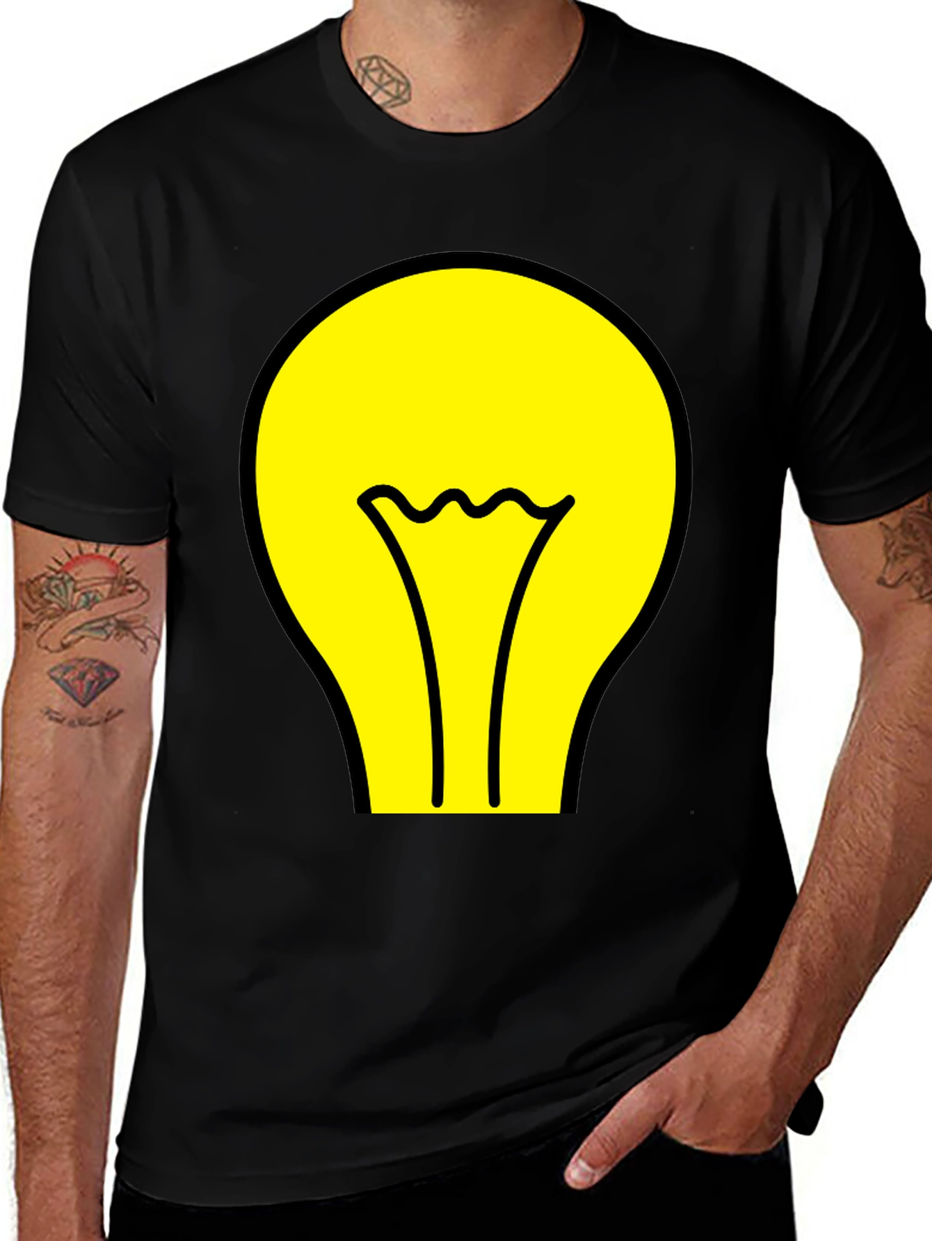 Idea Bulb Graphic Tee - Black Cotton T-Shirt