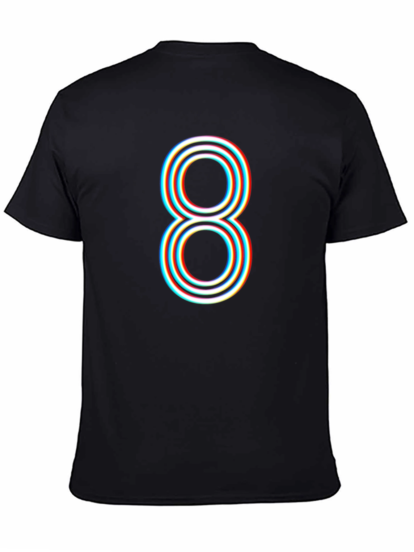 Retro 3D Number 8 Graphic T-Shirt