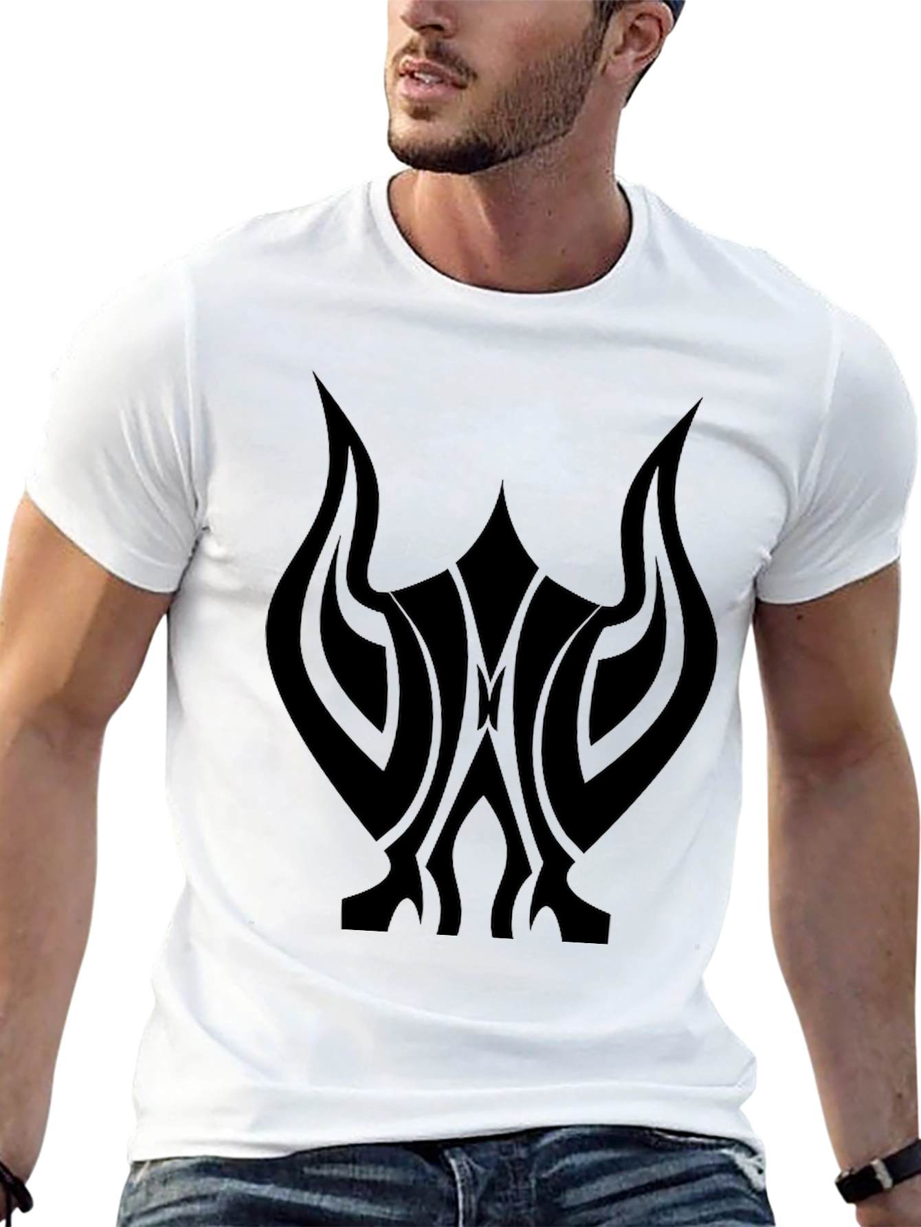 Black Graphic Tee - Tribal Design