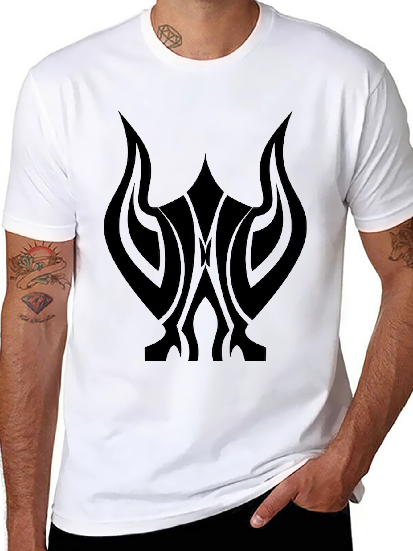 Black Graphic Tee - Tribal Design