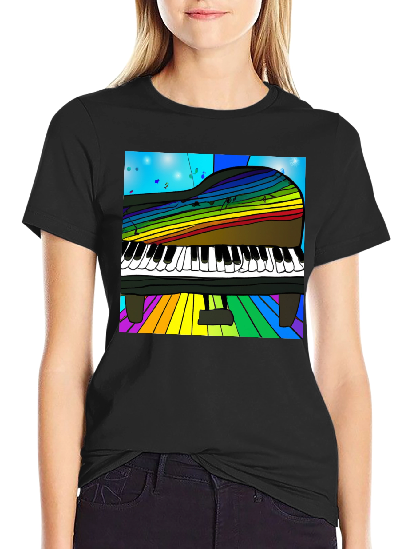 Rainbow Piano T-Shirt - Music Lover Tee