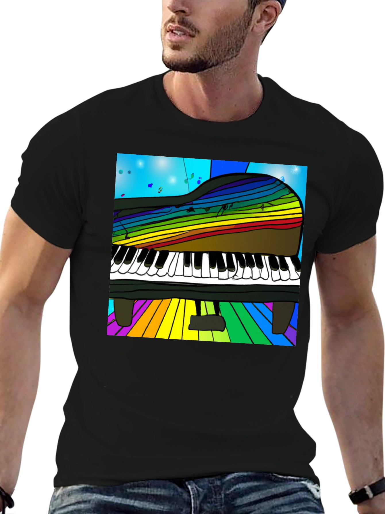 Rainbow Piano T-Shirt - Music Lover Tee