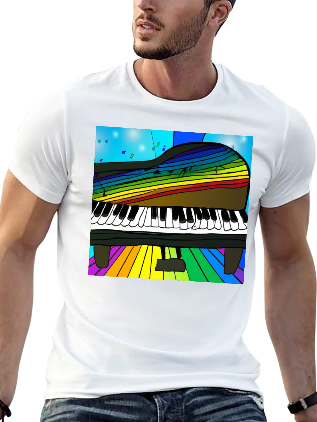 Rainbow Piano T-Shirt - Music Lover Tee