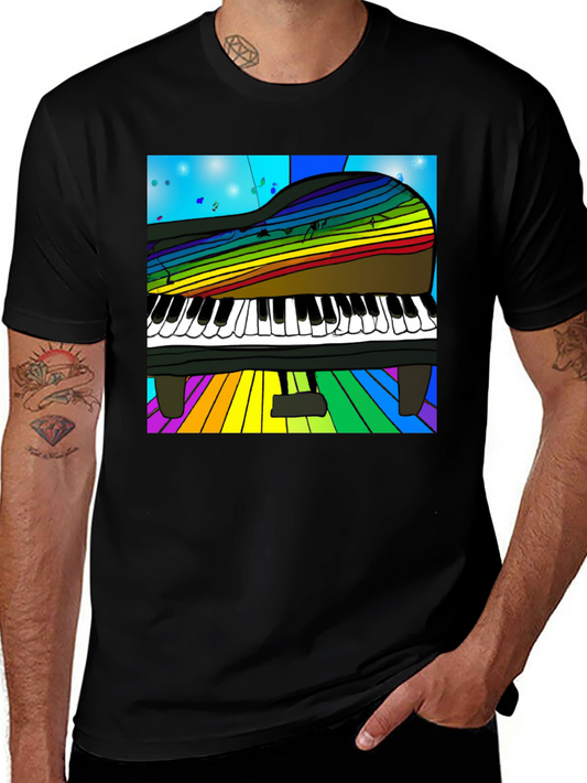 Rainbow Piano T-Shirt - Music Lover Tee