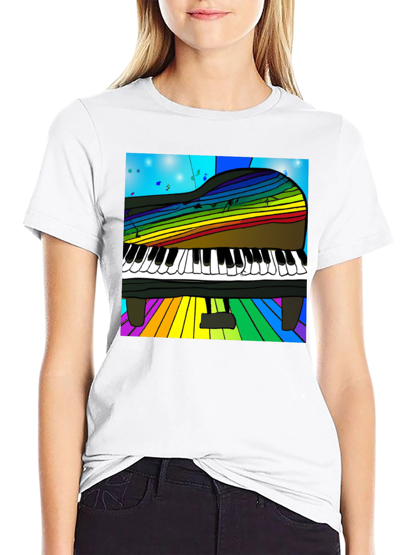 Rainbow Piano T-Shirt - Music Lover Tee