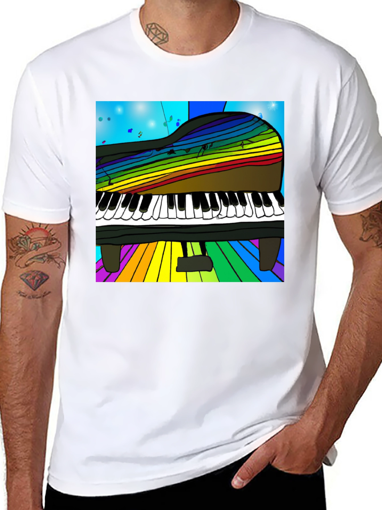 Rainbow Piano T-Shirt - Music Lover Tee
