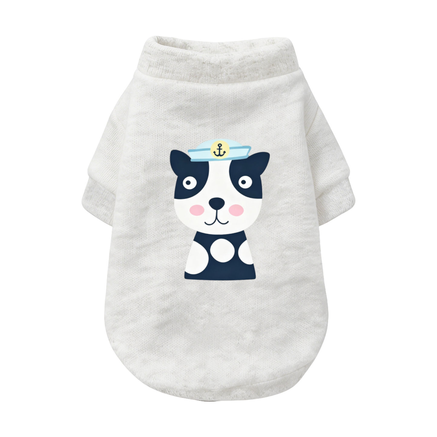 Sailor Cartoon Puppy Anchor Print Soft Grey Dog Sweater