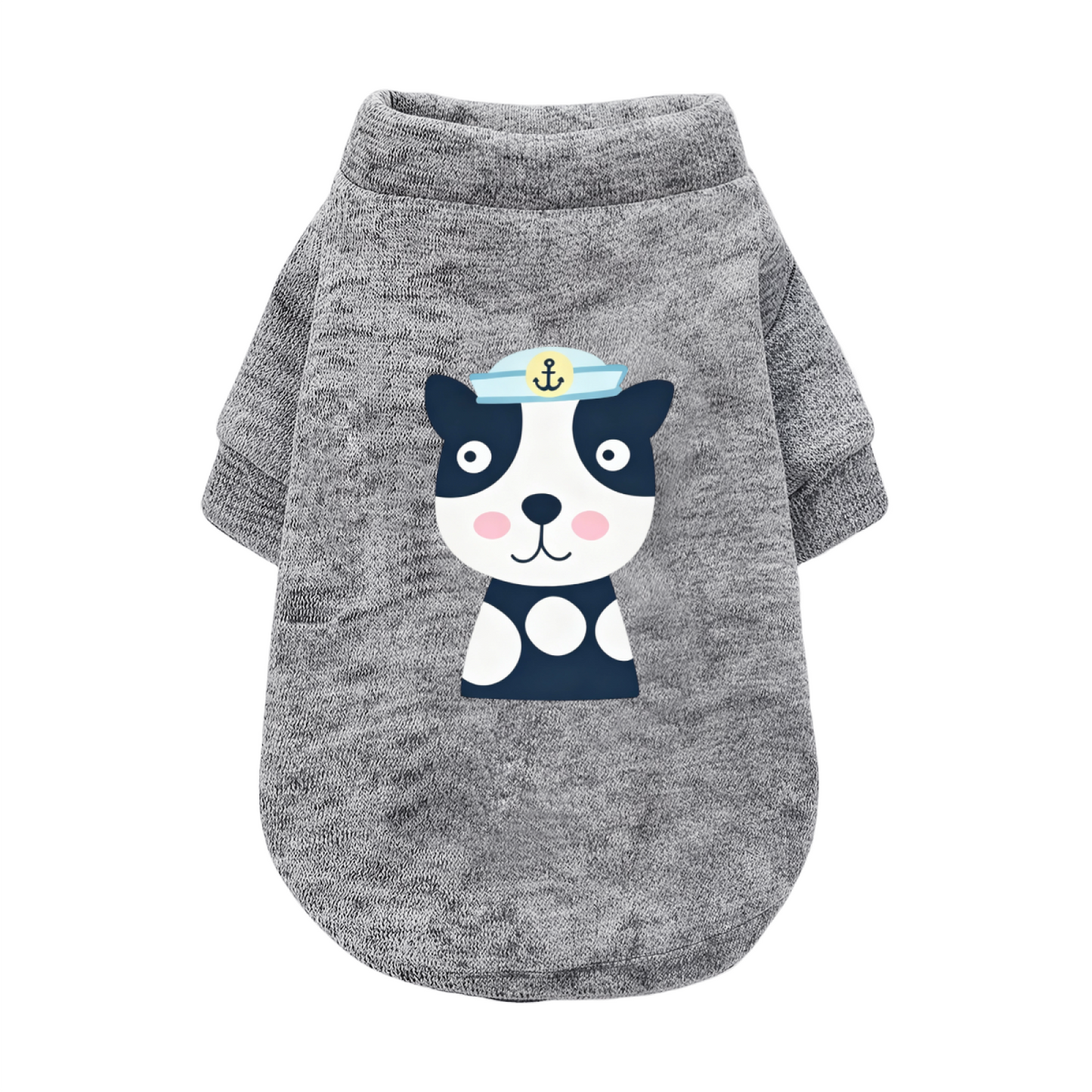 Sailor Cartoon Puppy Anchor Print Soft Grey Dog Sweater