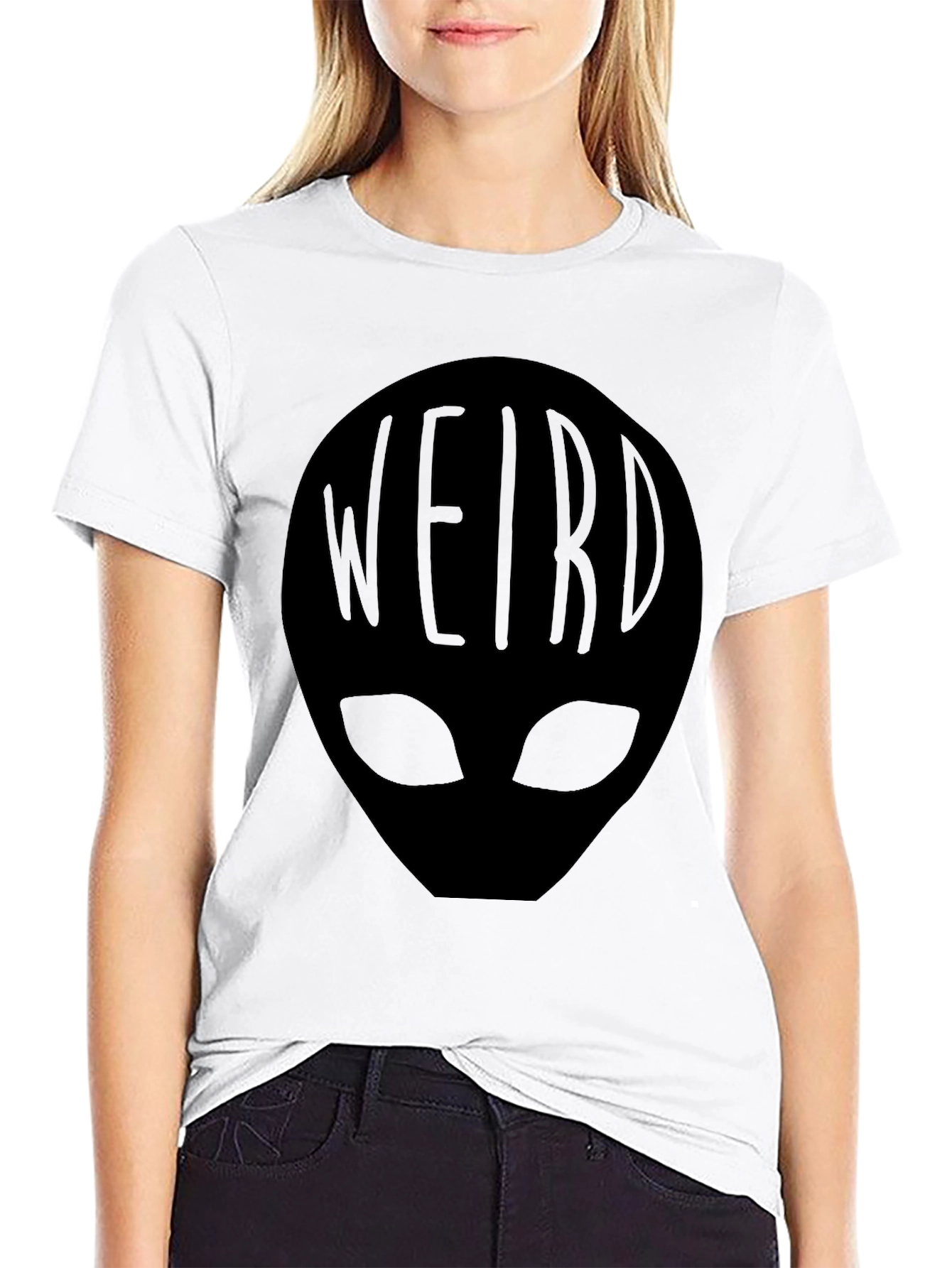 Weird Alien Head T-Shirt - Black Graphic Tee