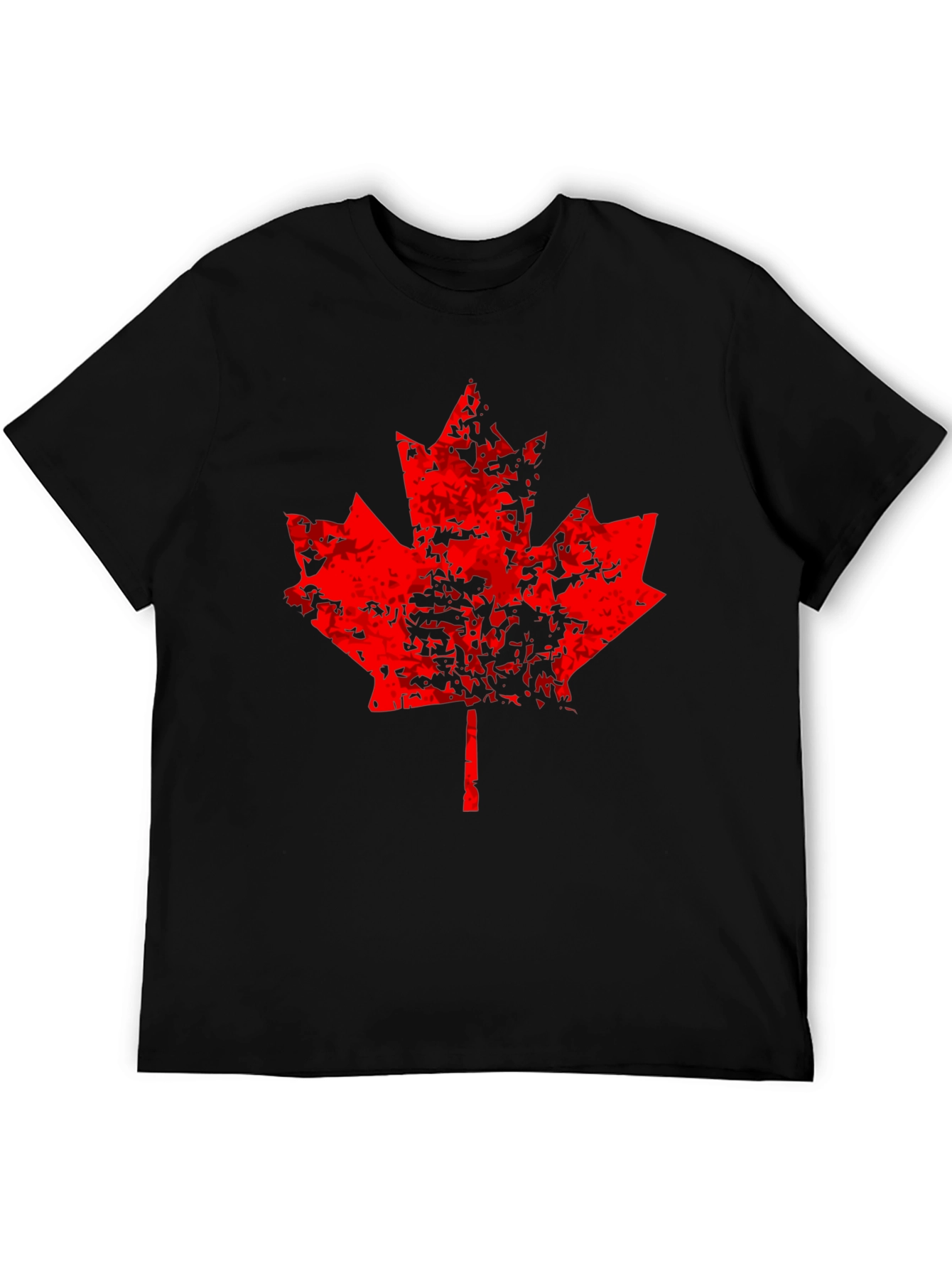 Distressed Maple Leaf Graphic Tee - Black