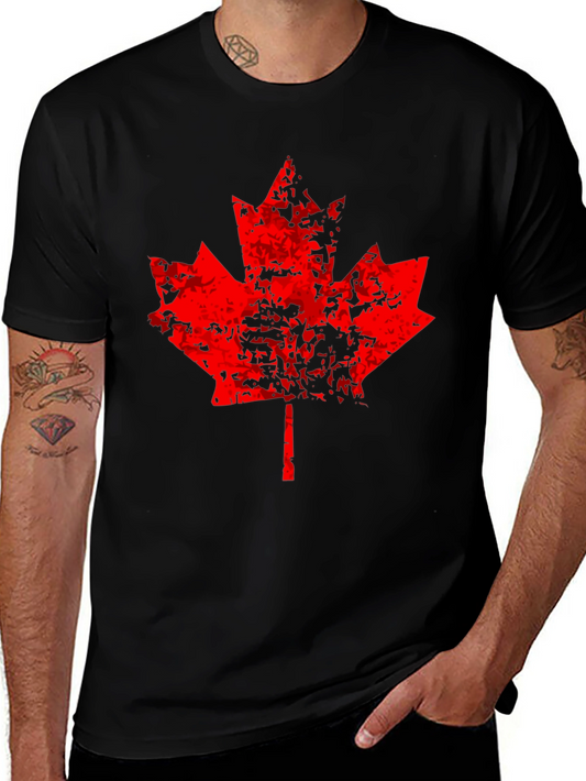 Distressed Maple Leaf Graphic Tee - Black