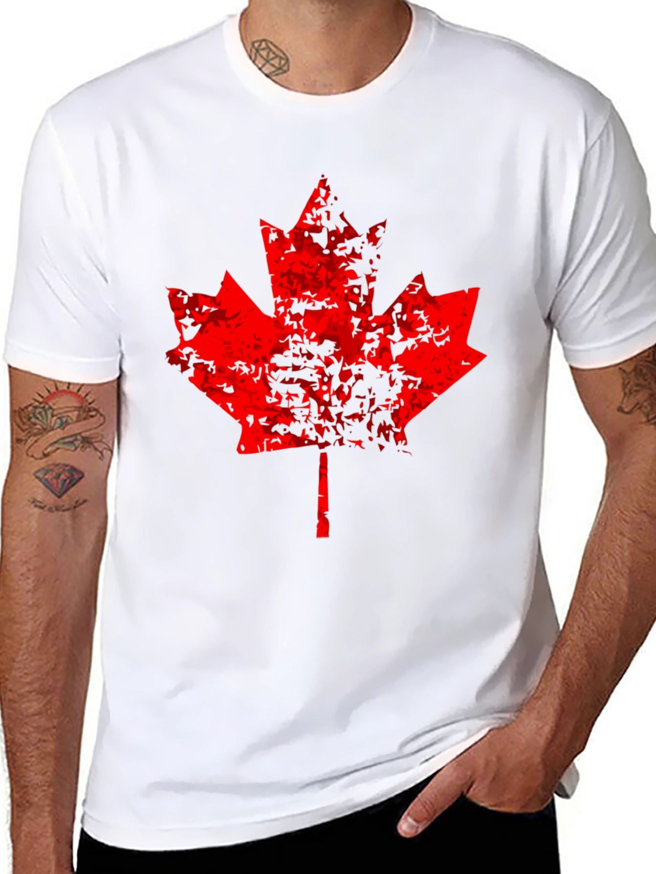 Distressed Maple Leaf Graphic Tee - Black