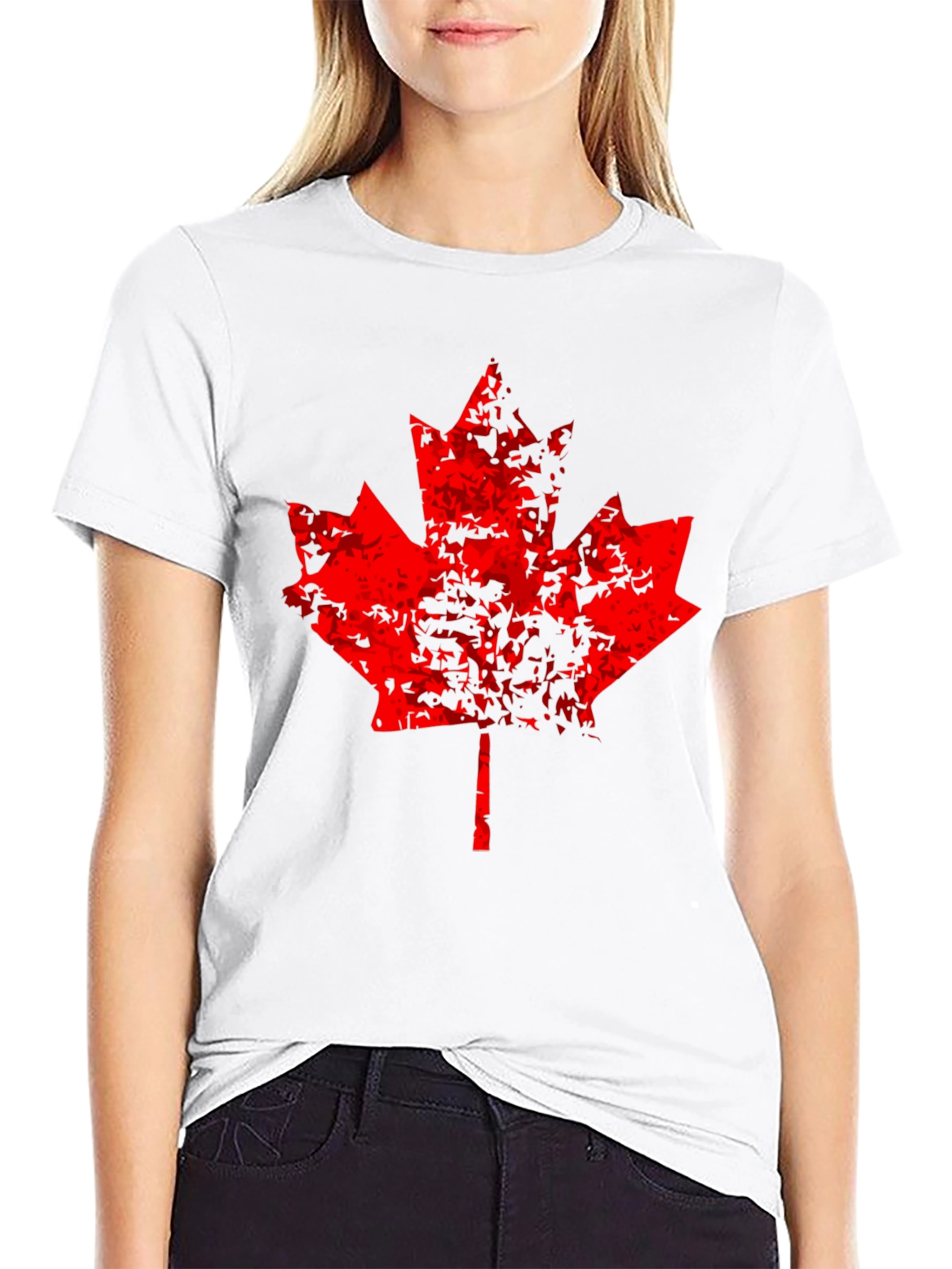 Distressed Maple Leaf Graphic Tee - Black