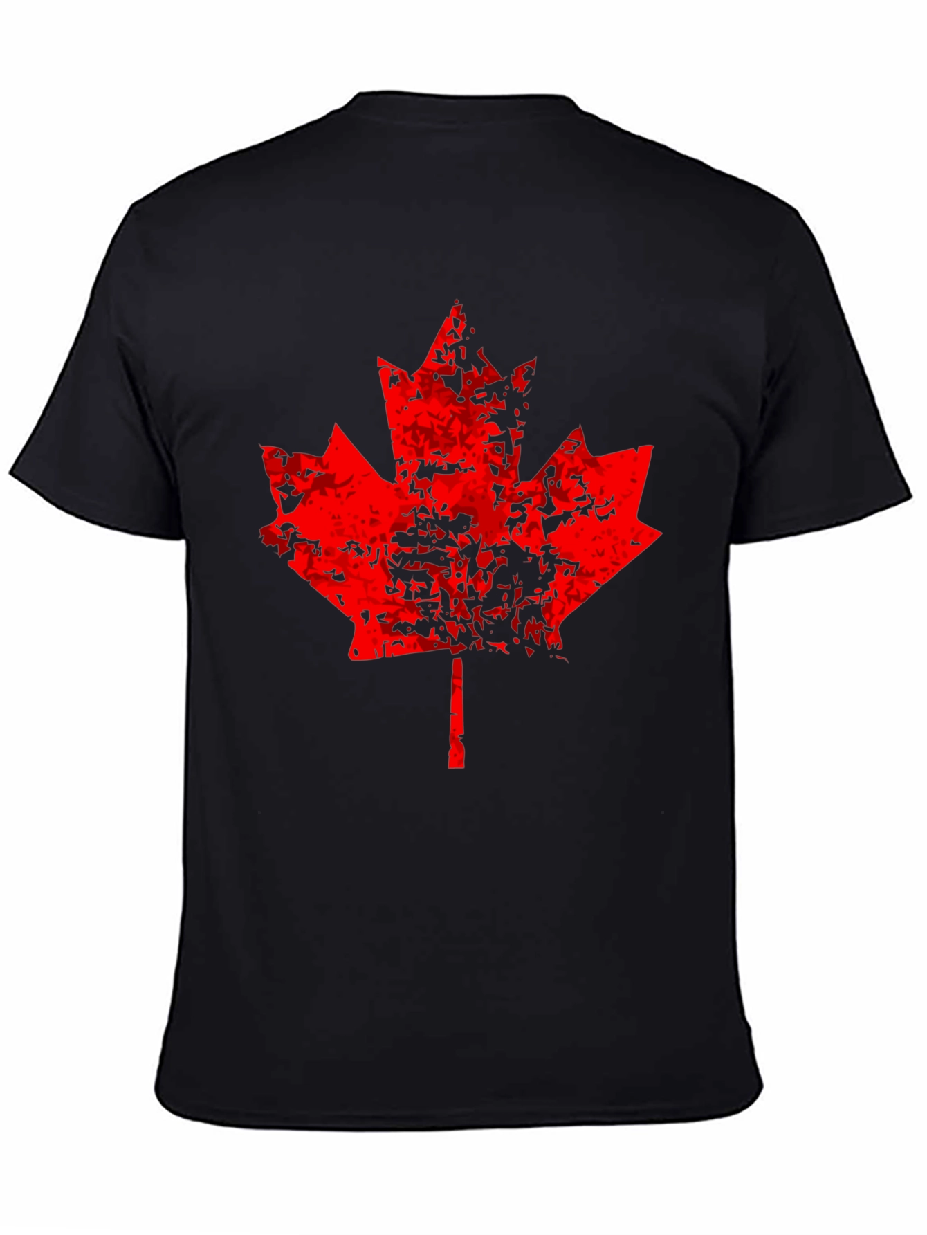 Distressed Maple Leaf Graphic Tee - Black