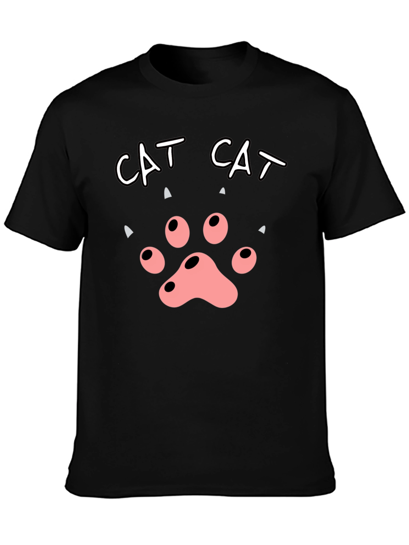Cat Paw Print T-Shirt - Black
