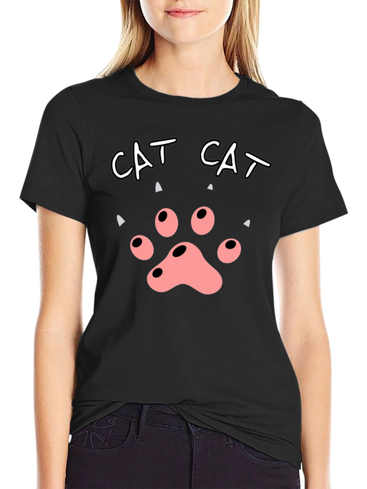 Cat Paw Print T-Shirt - Black