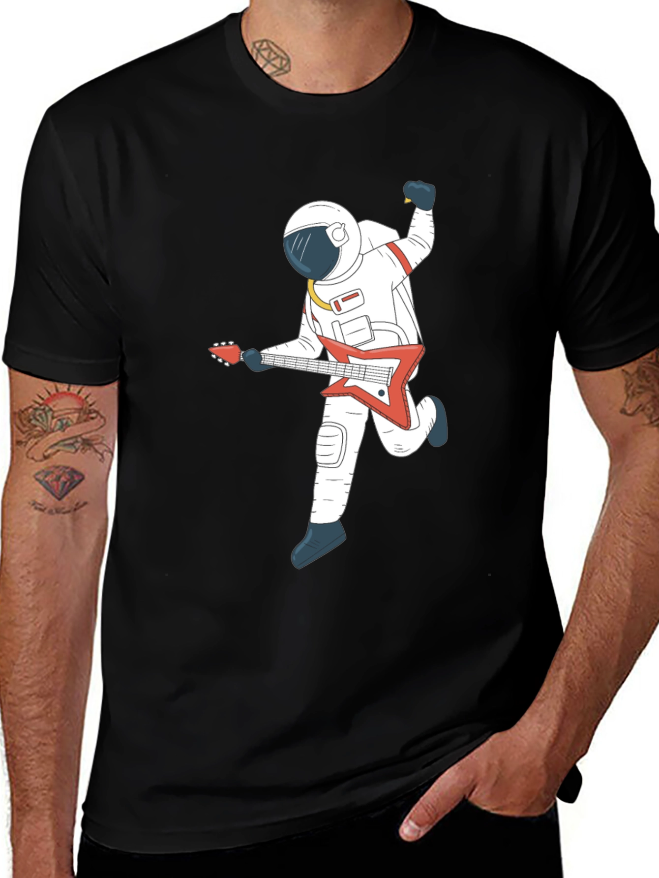 Astronaut Guitar Player Graphic T-Shirt