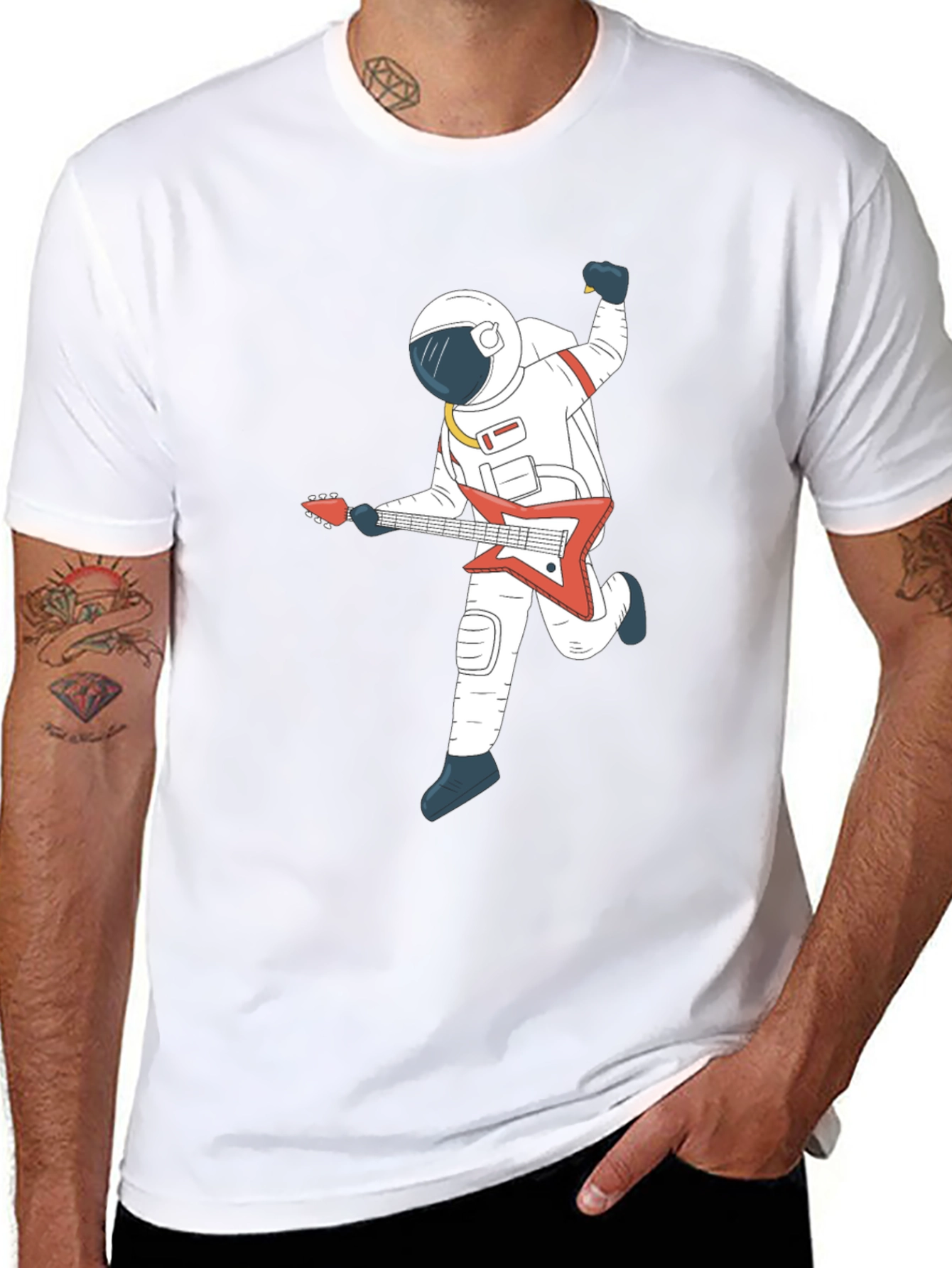 Astronaut Guitar Player Graphic T-Shirt